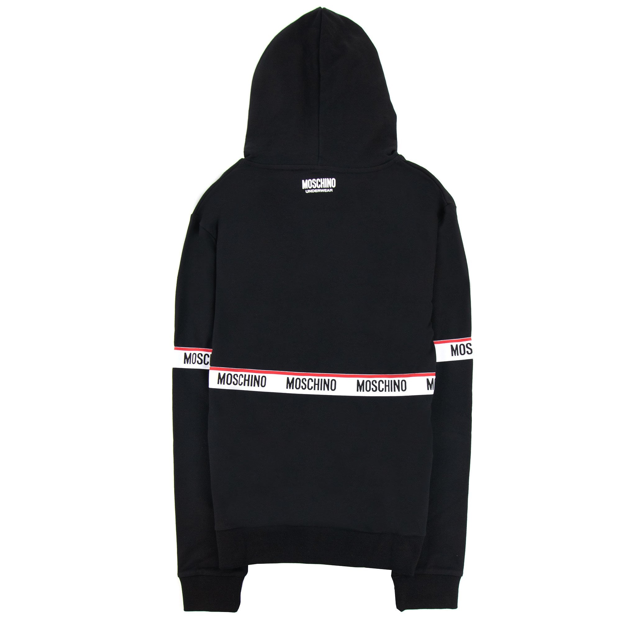 Moschino Underwear Tape Logo Lounge Hooded Sweatshirt Black 0555