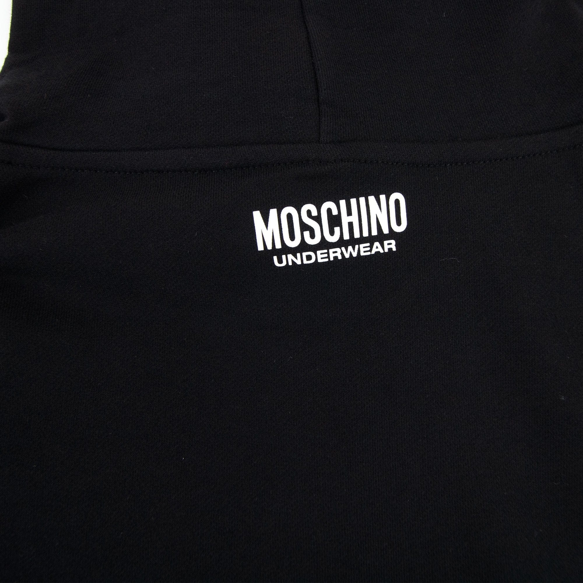 Moschino Underwear Tape Logo Lounge Hooded Sweatshirt Black 0555