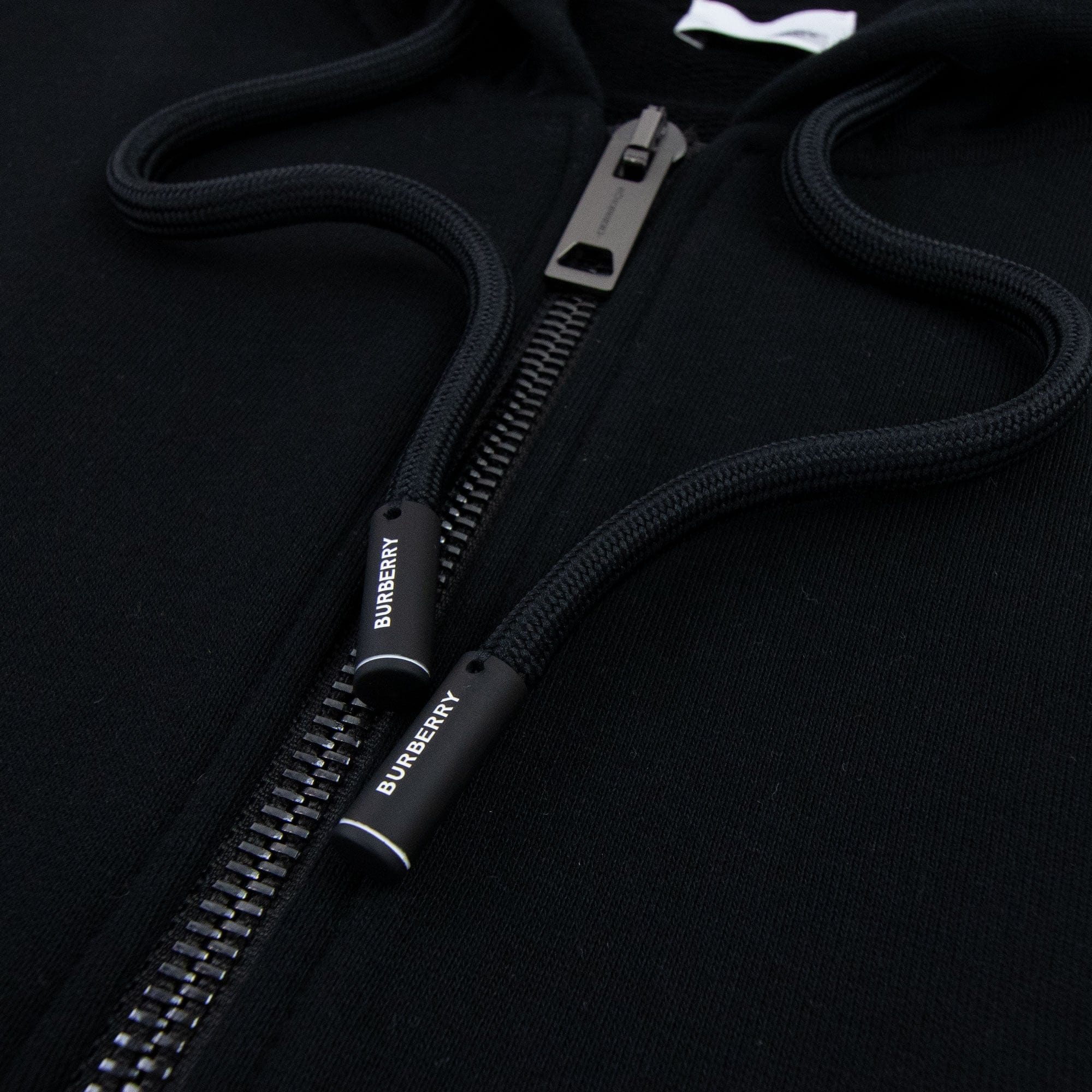 Burberry Vintage Check Panel Cotton Hooded Top Black