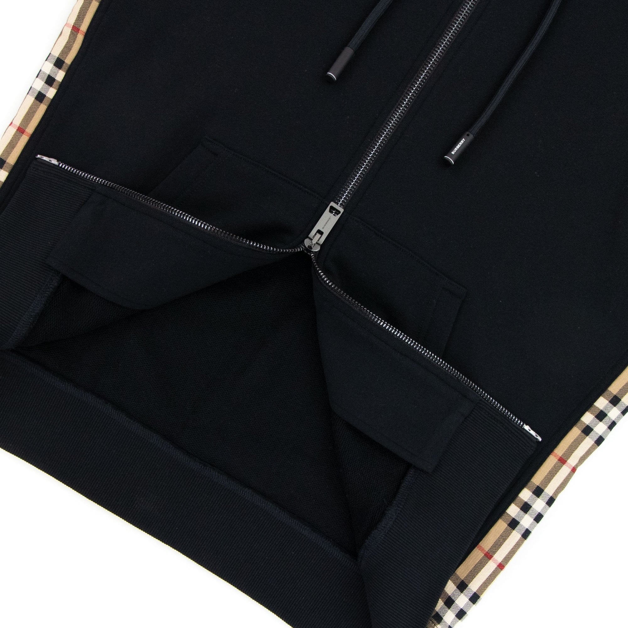 Burberry Vintage Check Panel Cotton Hooded Top Black