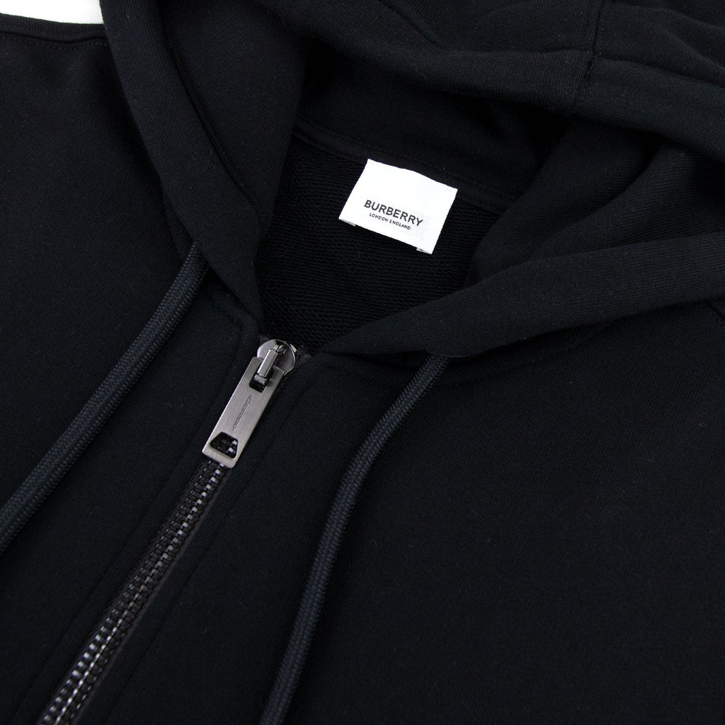 Burberry Vintage Check Panel Cotton Hooded Top Black