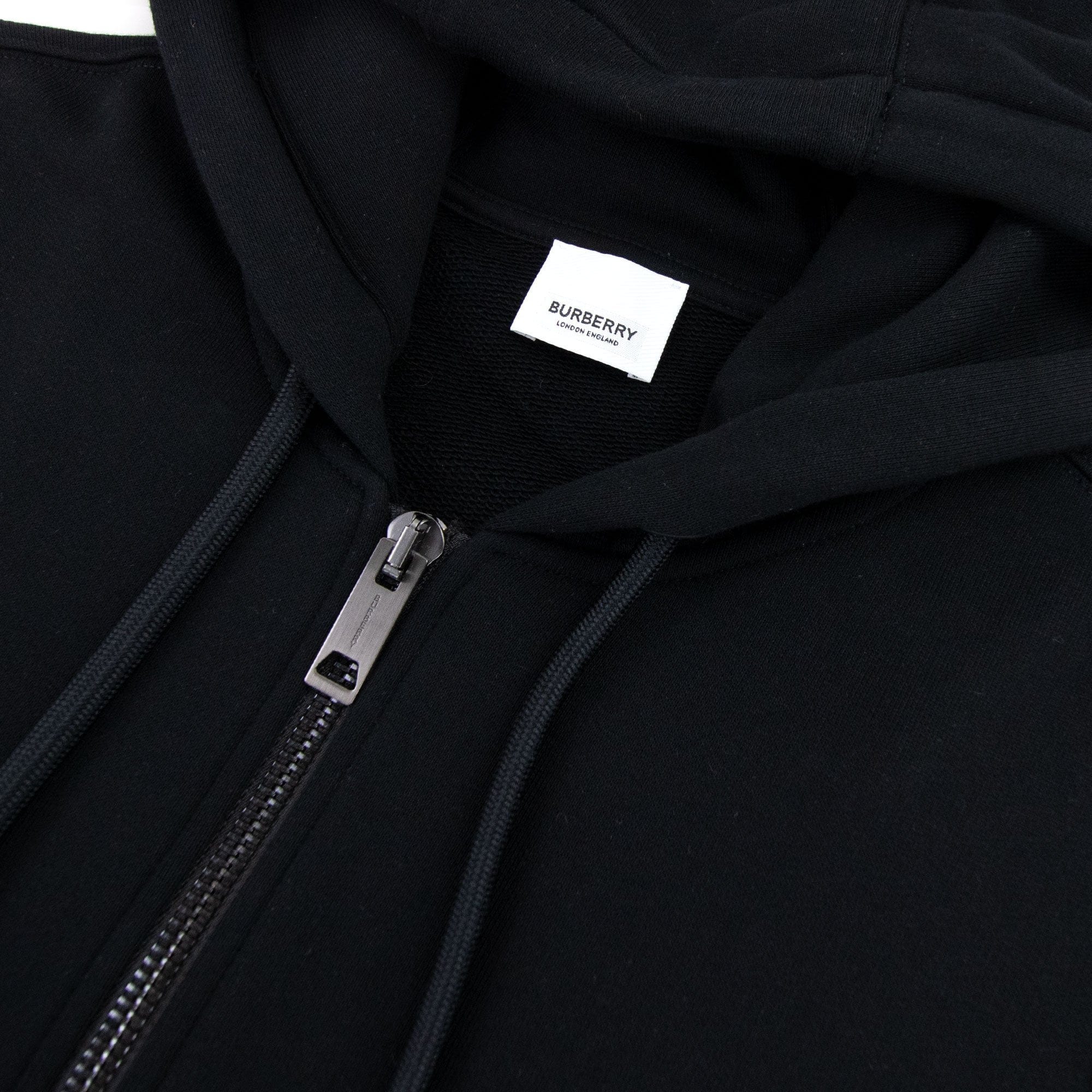 Burberry Vintage Check Panel Cotton Hooded Top Black