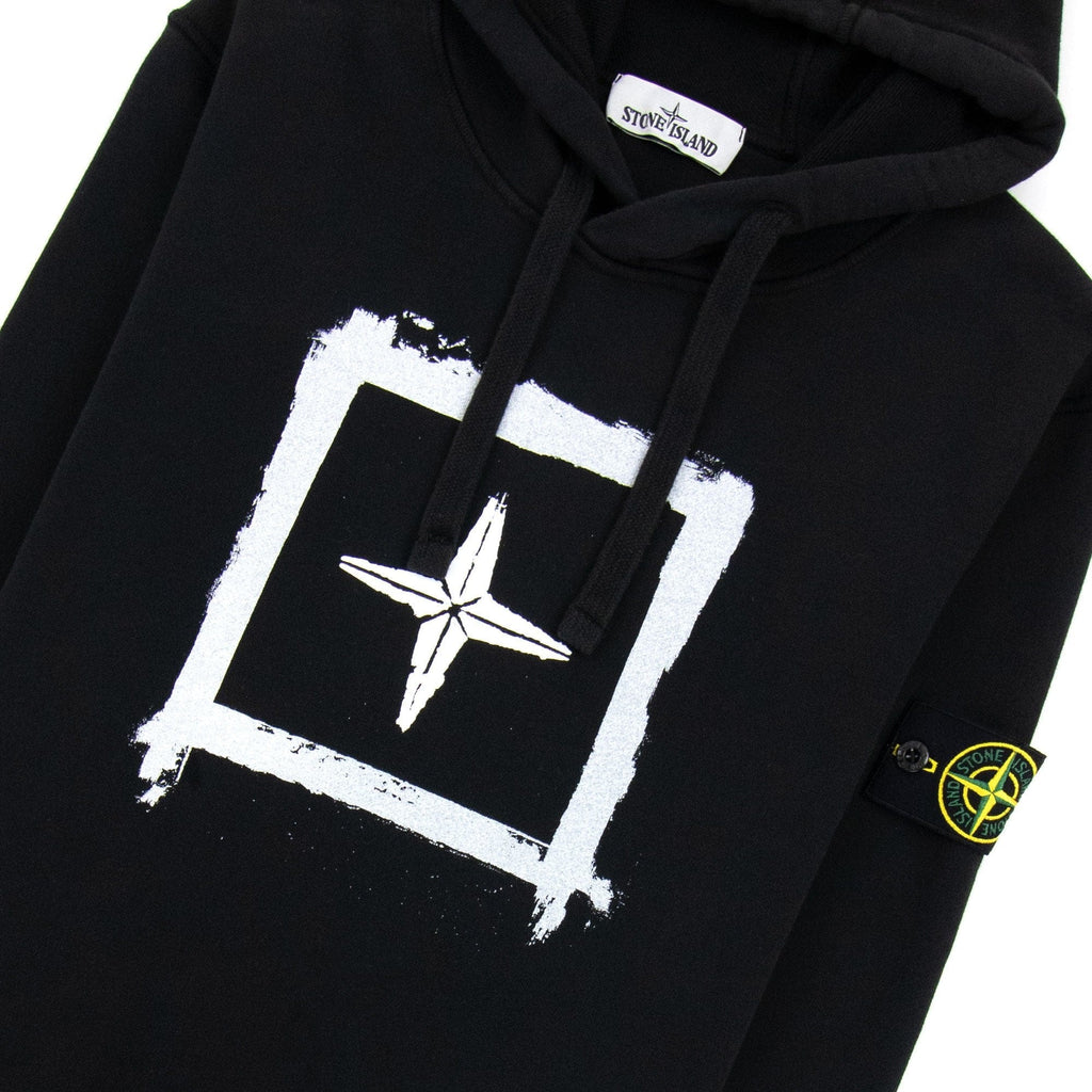 Stone Island 65894 Stencil Hoodied Sweatshirt Black V0029