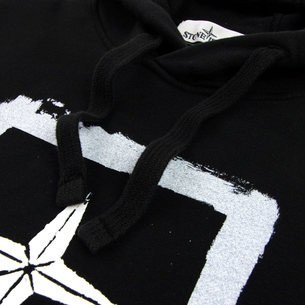 Stone Island 65894 Stencil Hoodied Sweatshirt Black V0029