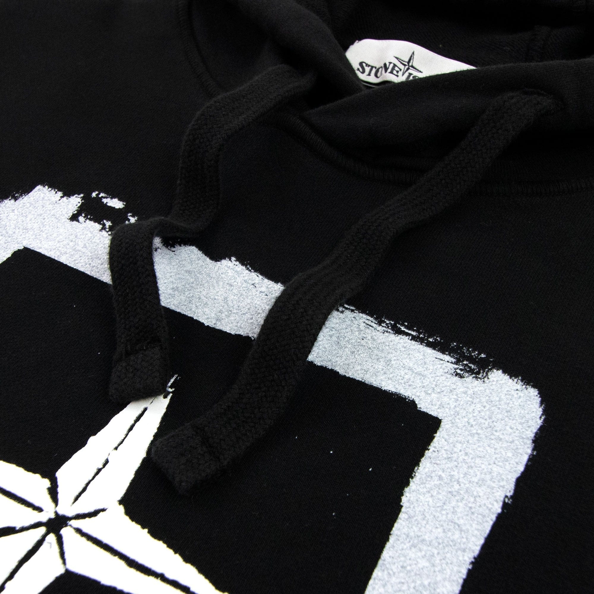 Stone Island 65894 Stencil Hoodied Sweatshirt Black V0029