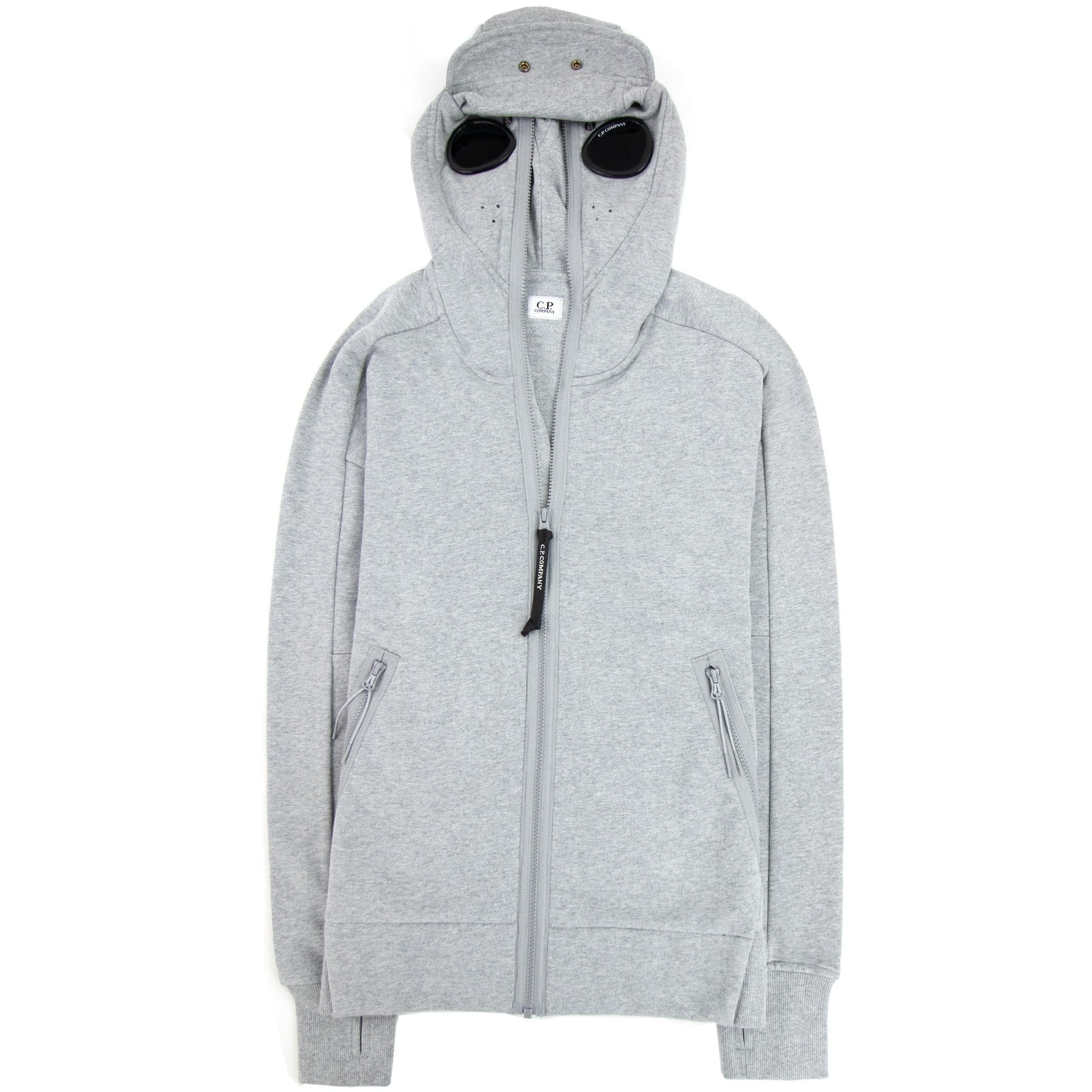 CP Company Front Goggle Diagonal Fleece Hoody Grey M93