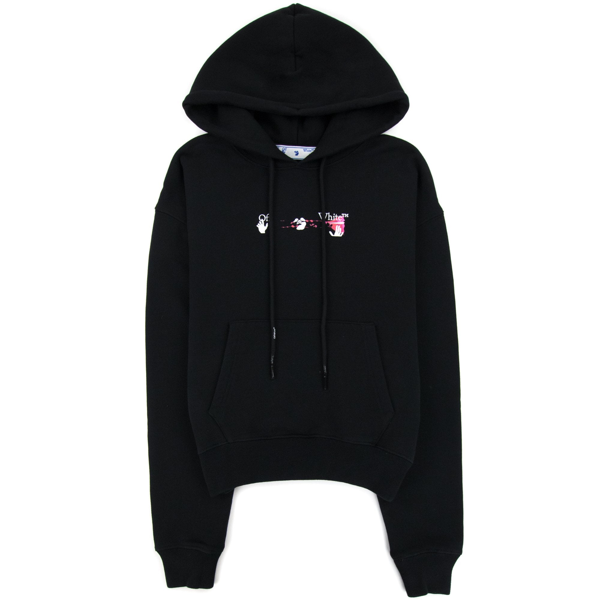 Off White Acrylic Arrow Over Hooded Sweatshirt Black Fuchsia