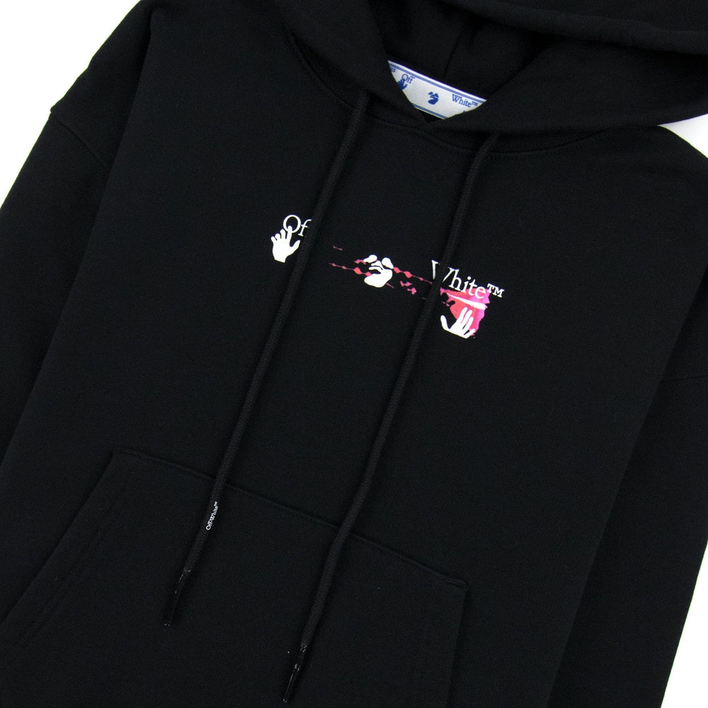 Off White Acrylic Arrow Over Hooded Sweatshirt Black Fuchsia