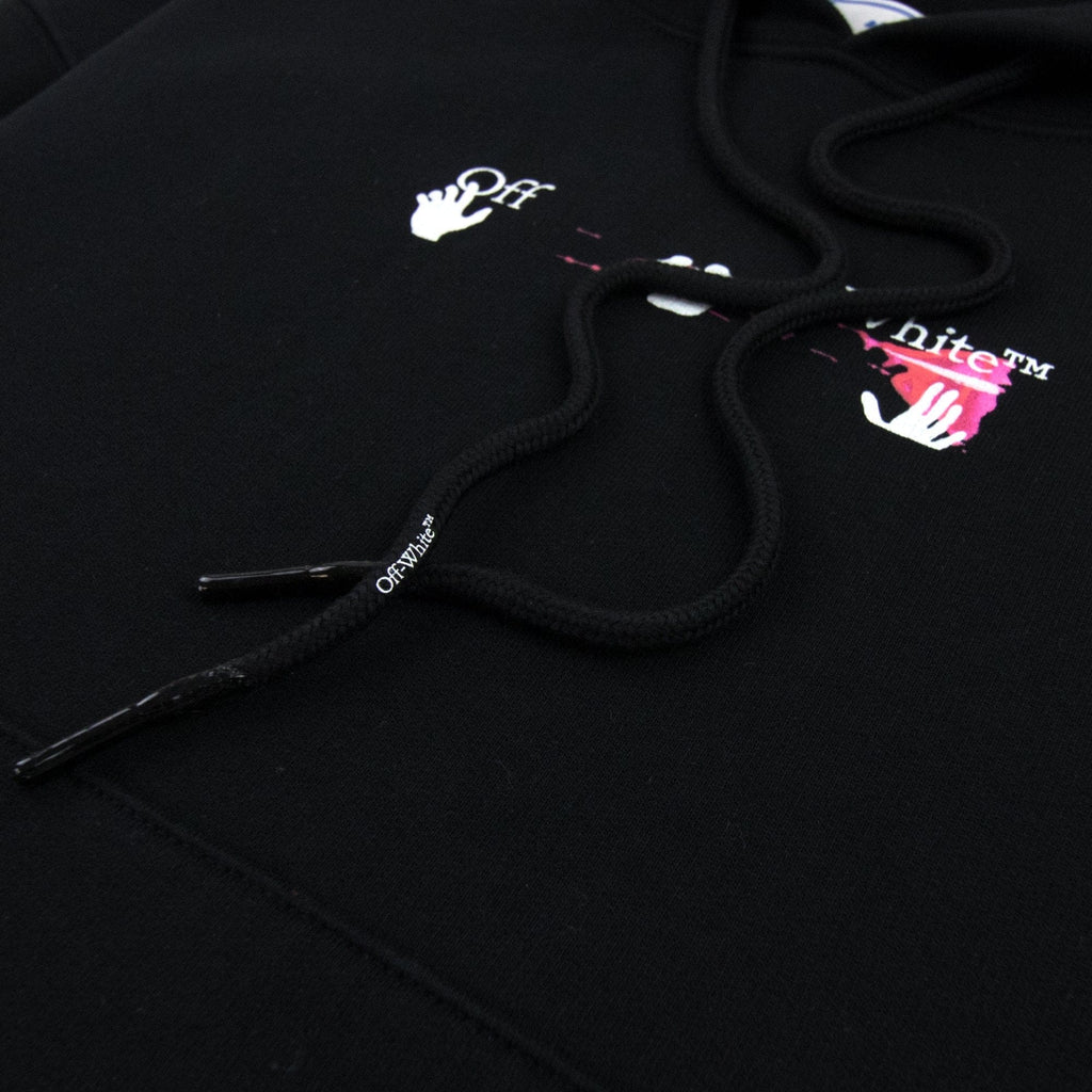 Off White Acrylic Arrow Over Hooded Sweatshirt Black Fuchsia
