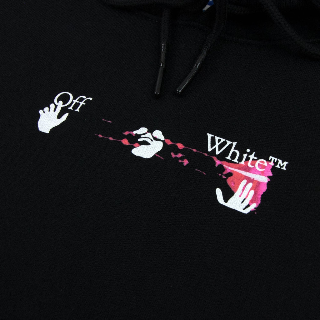 Off White Acrylic Arrow Over Hooded Sweatshirt Black Fuchsia