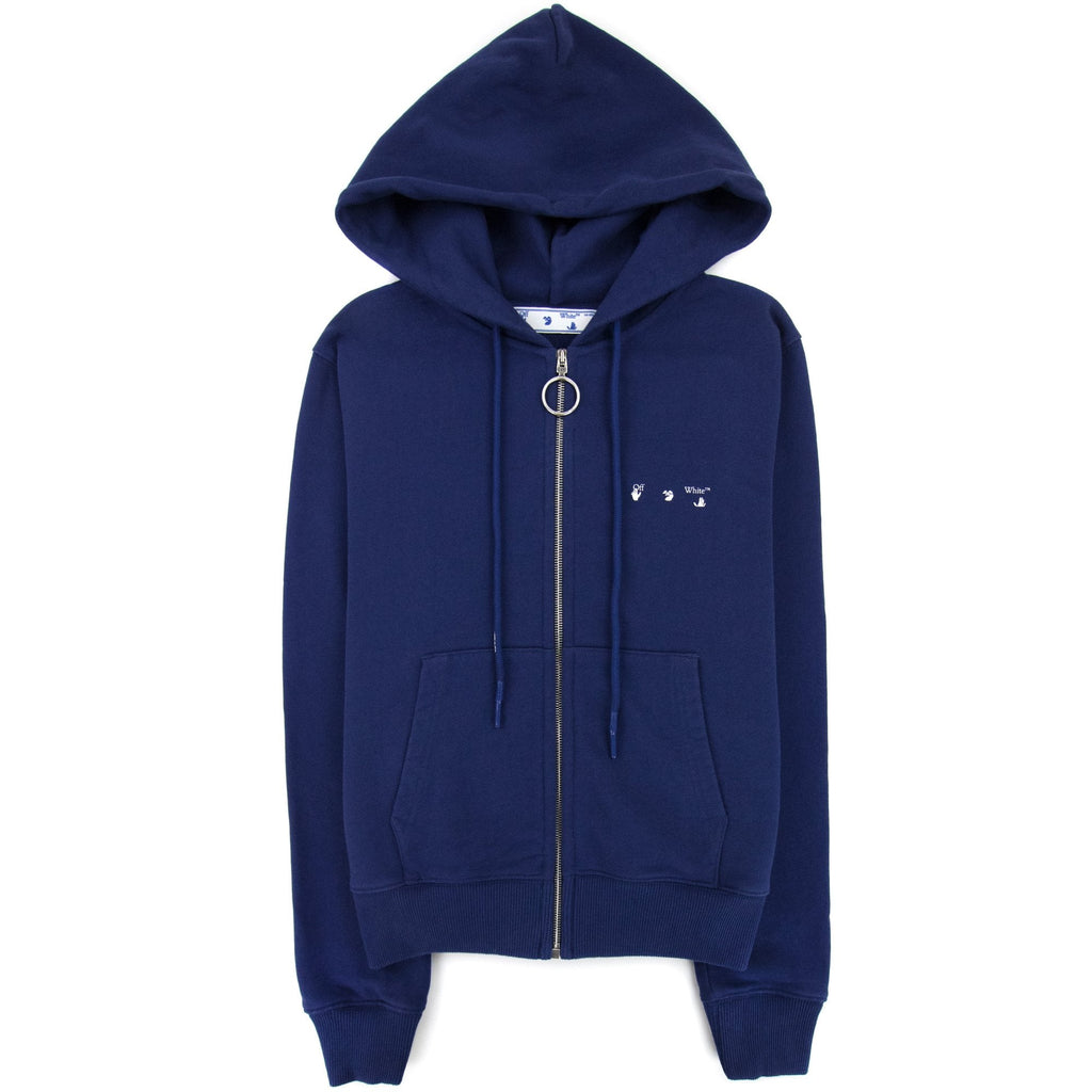 Off White Ow Arrow Logo Slim Zip Up Sweatshirt Blue/white