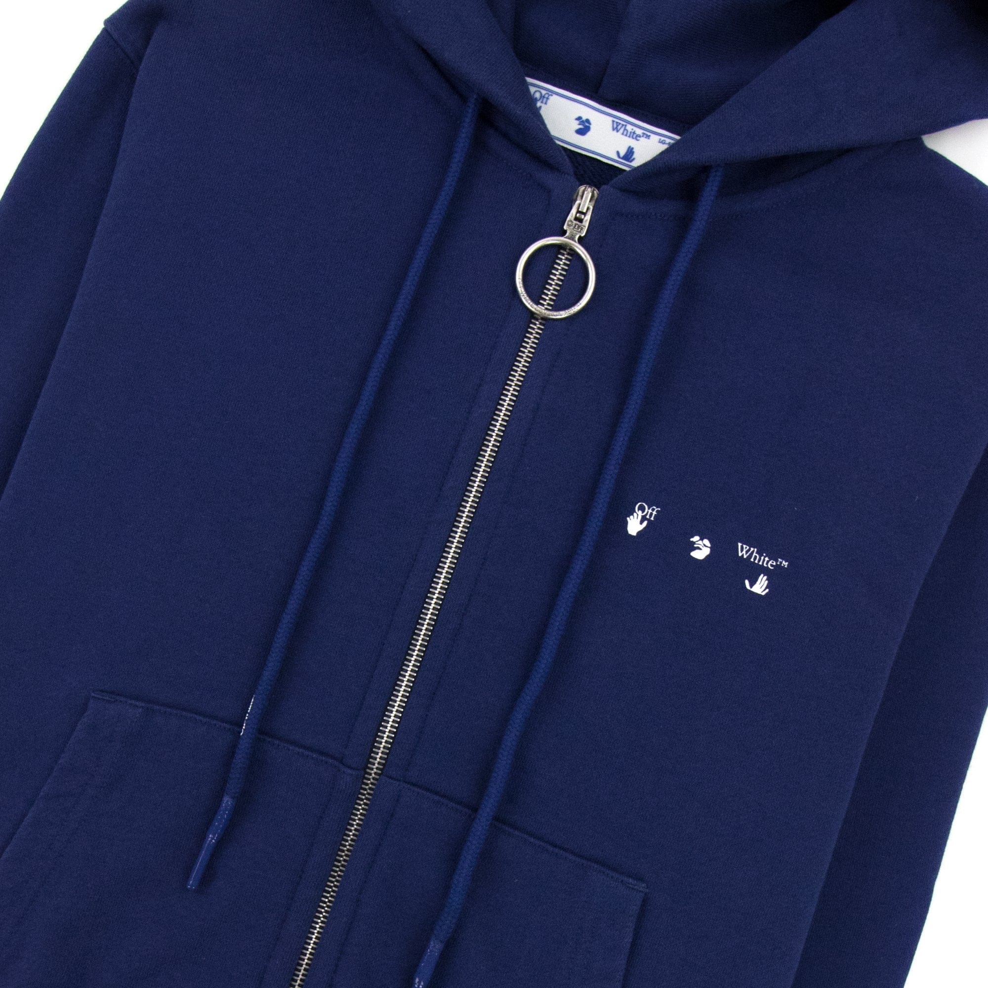 Off White Ow Arrow Logo Slim Zip Up Sweatshirt Blue/white