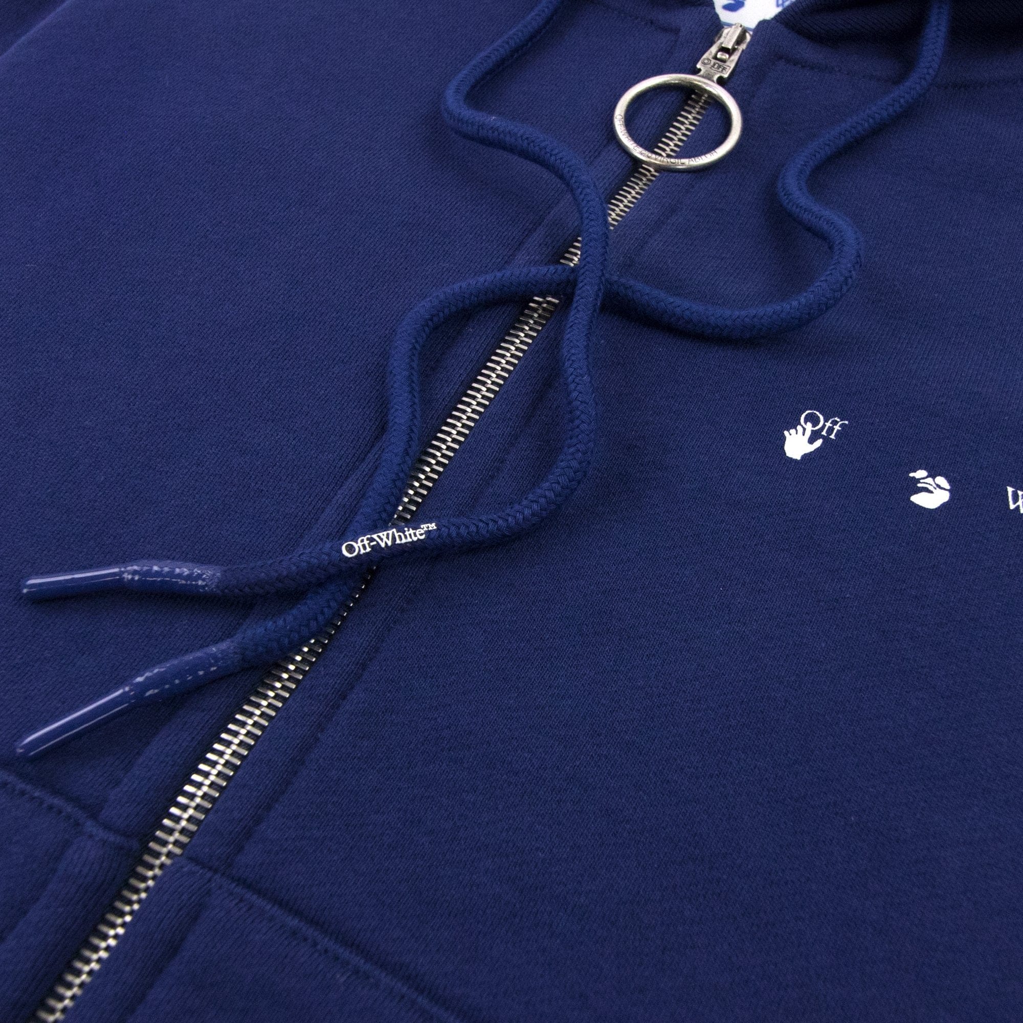 Off White Ow Arrow Logo Slim Zip Up Sweatshirt Blue/white