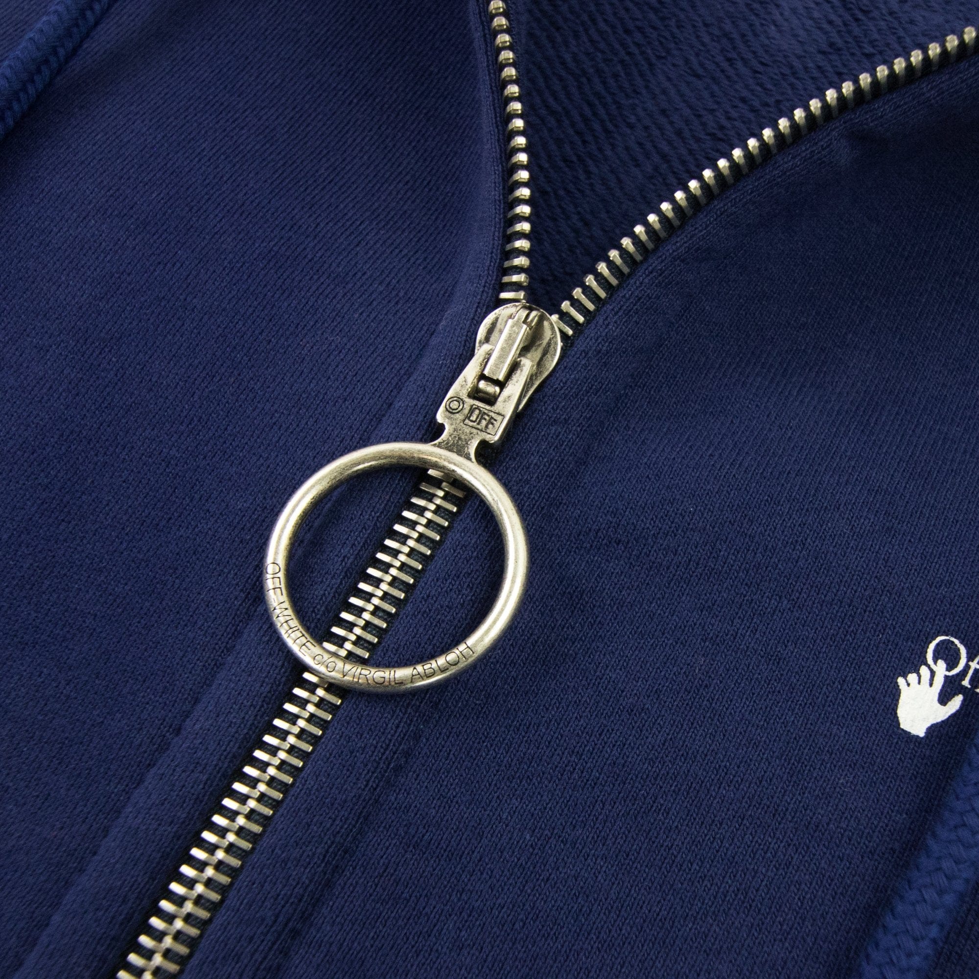 Off White Ow Arrow Logo Slim Zip Up Sweatshirt Blue/white