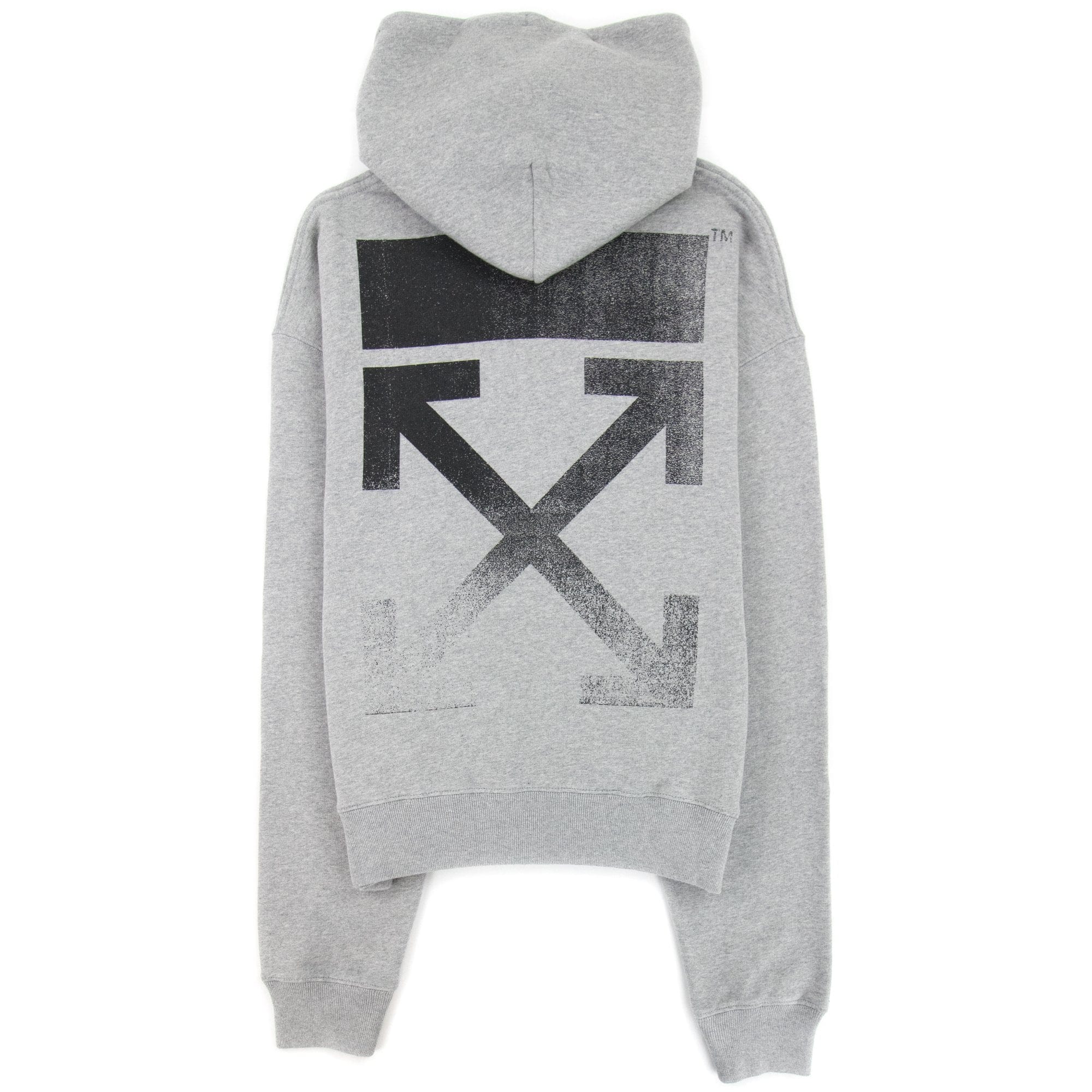 Off White Degrade Arrow Over Hoodied Sweatshirt Melange Grey