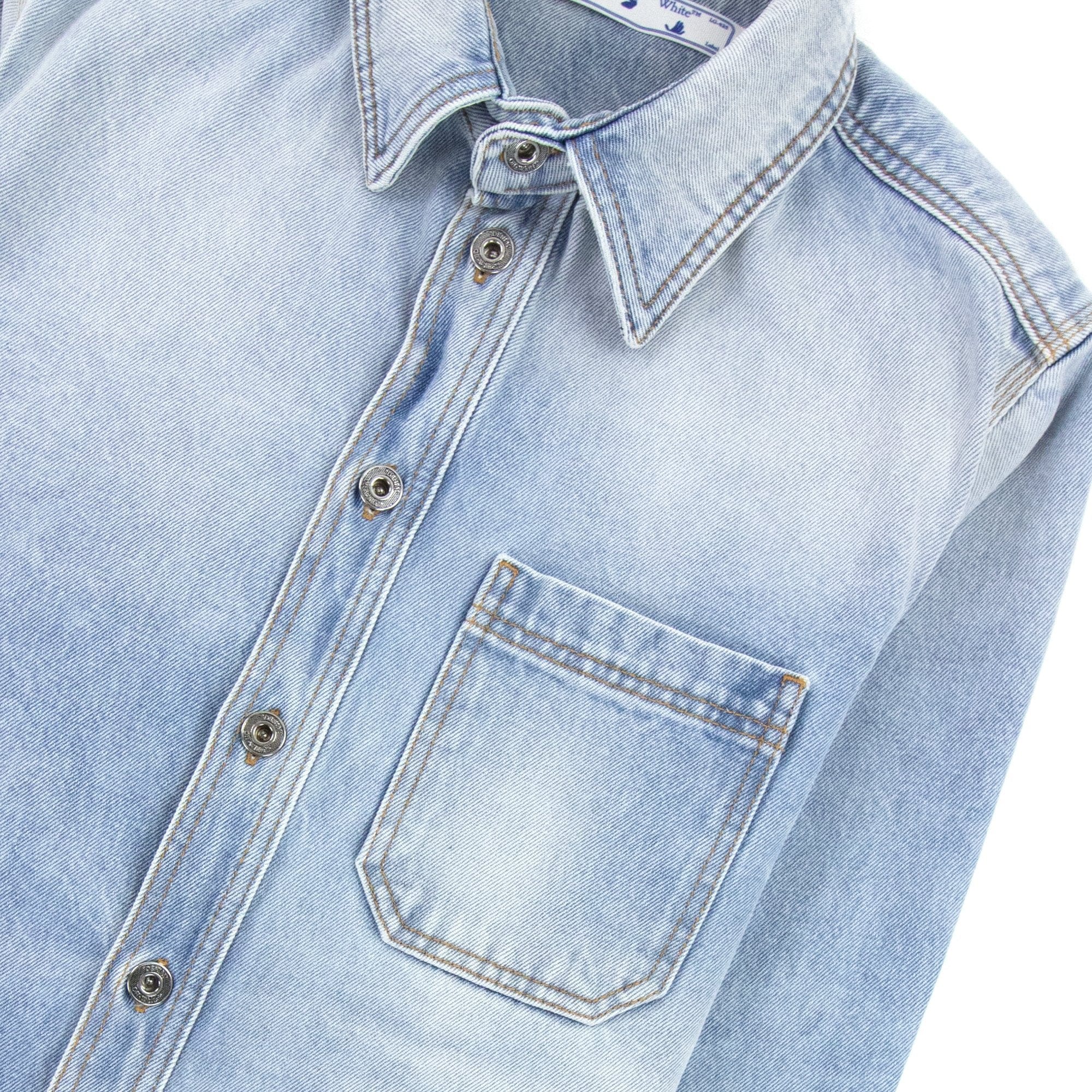 Off White Negative Mark Denim Shirt Bleach Blue
