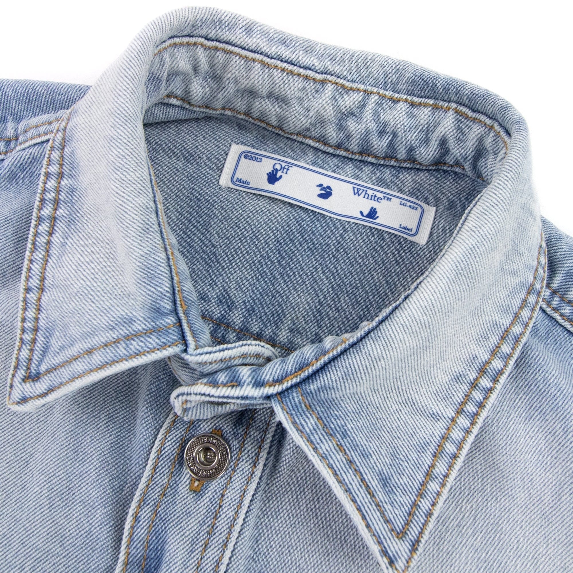 Off White Negative Mark Denim Shirt Bleach Blue