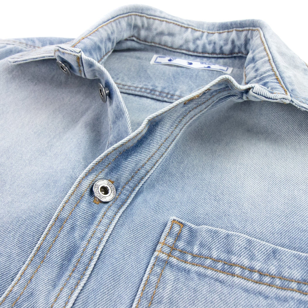 Off White Negative Mark Denim Shirt Bleach Blue