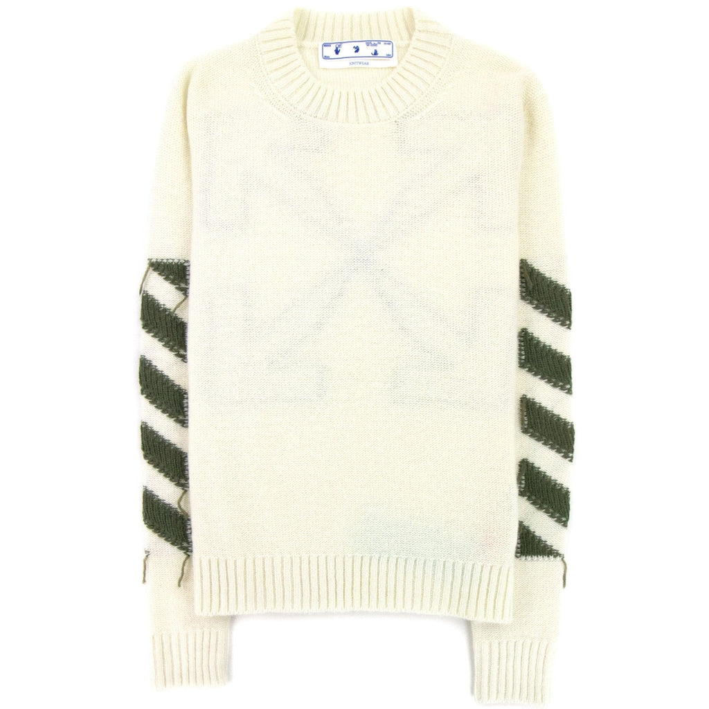 Off White Reverse Arrow Diag Knitted Sweatshirt Tofu/Green