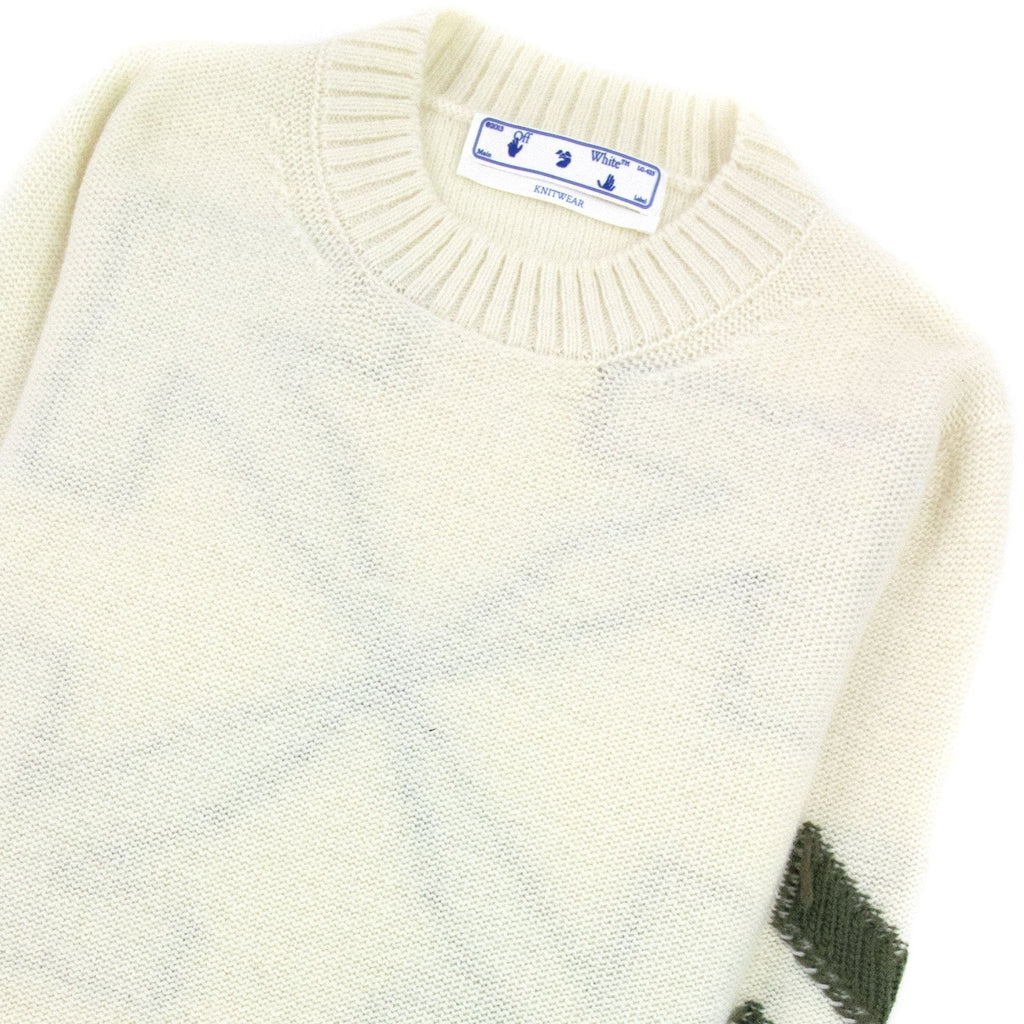 Off White Reverse Arrow Diag Knitted Sweatshirt Tofu/Green