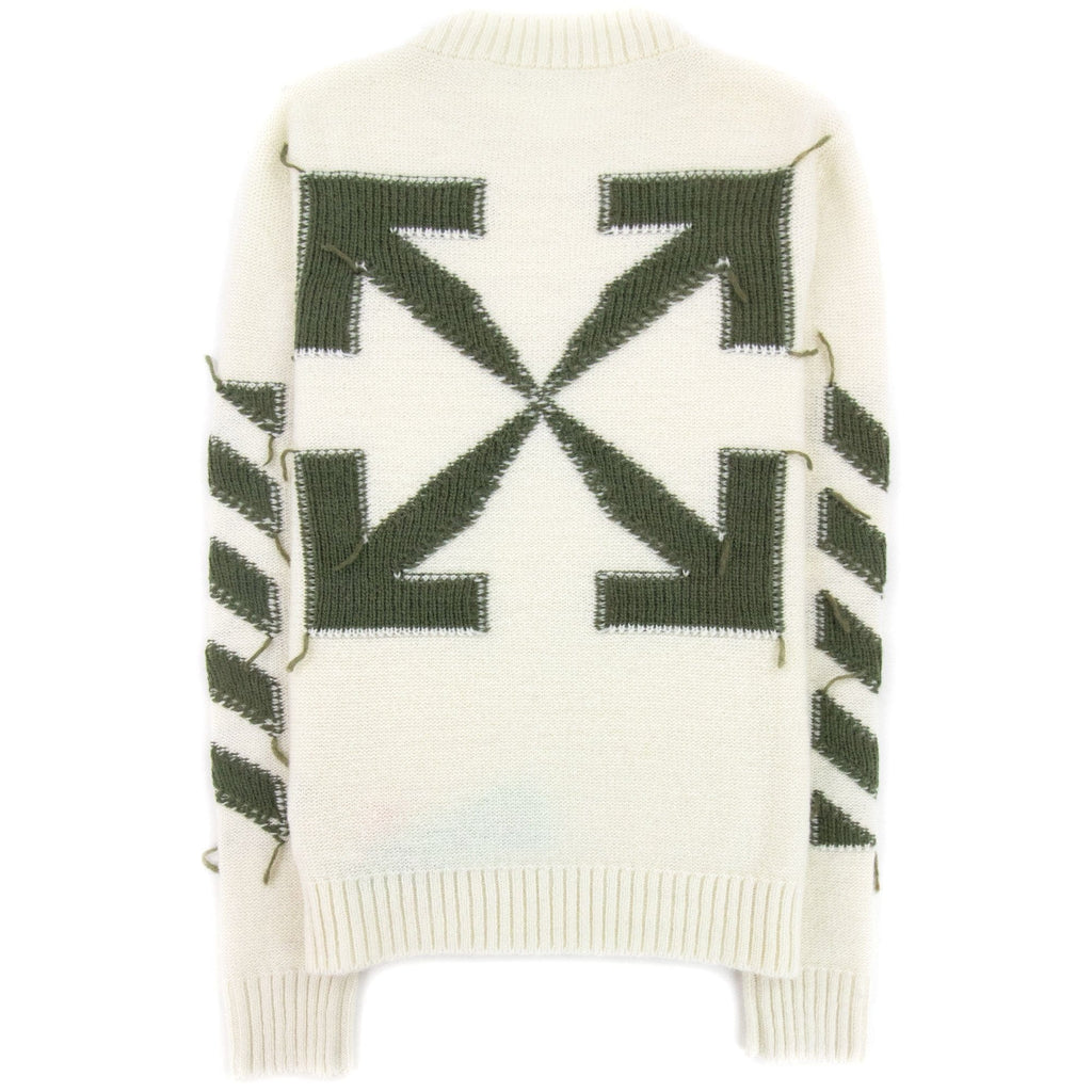 Off White Reverse Arrow Diag Knitted Sweatshirt Tofu/Green