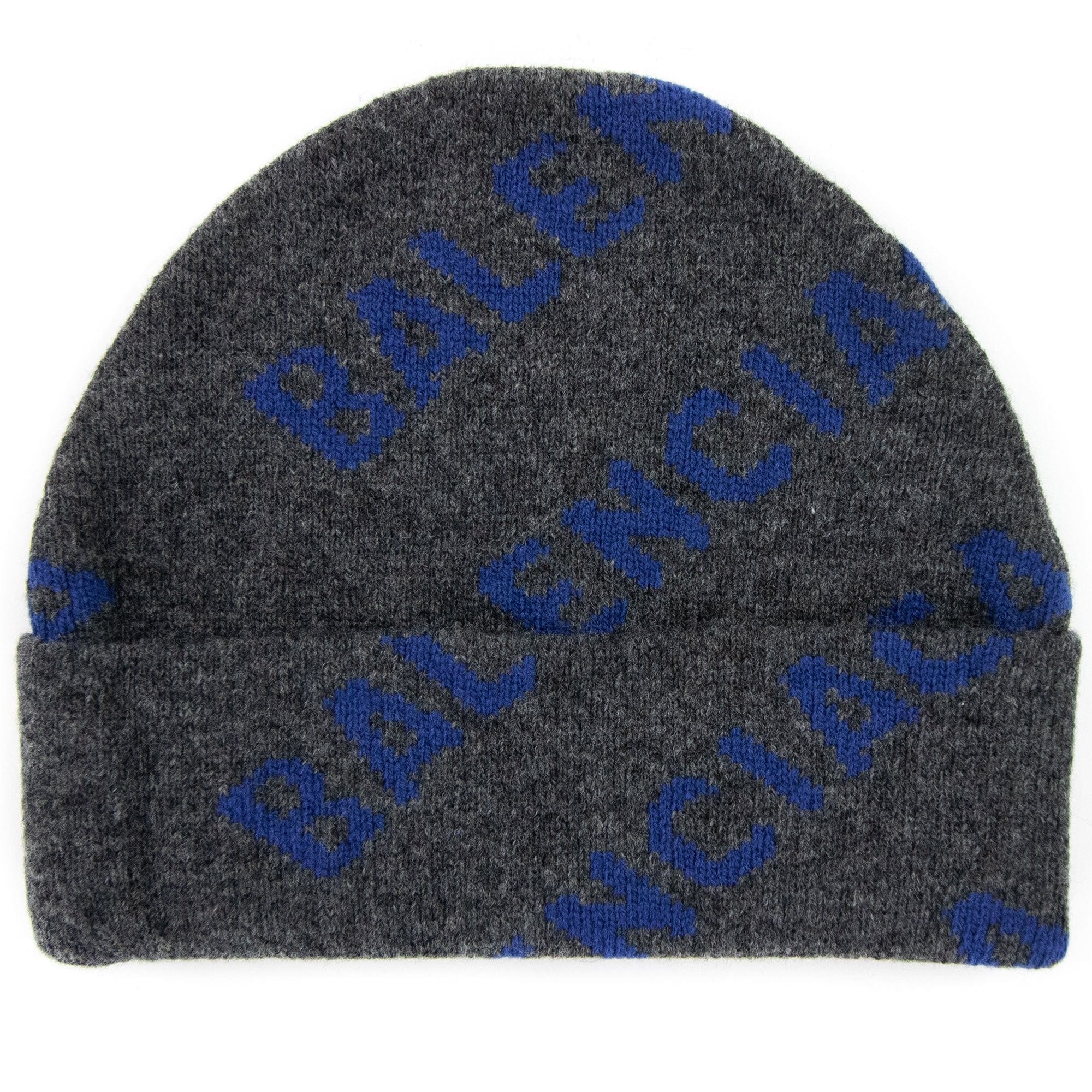 Balenciaga Logo All Over Beanie Dark Grey