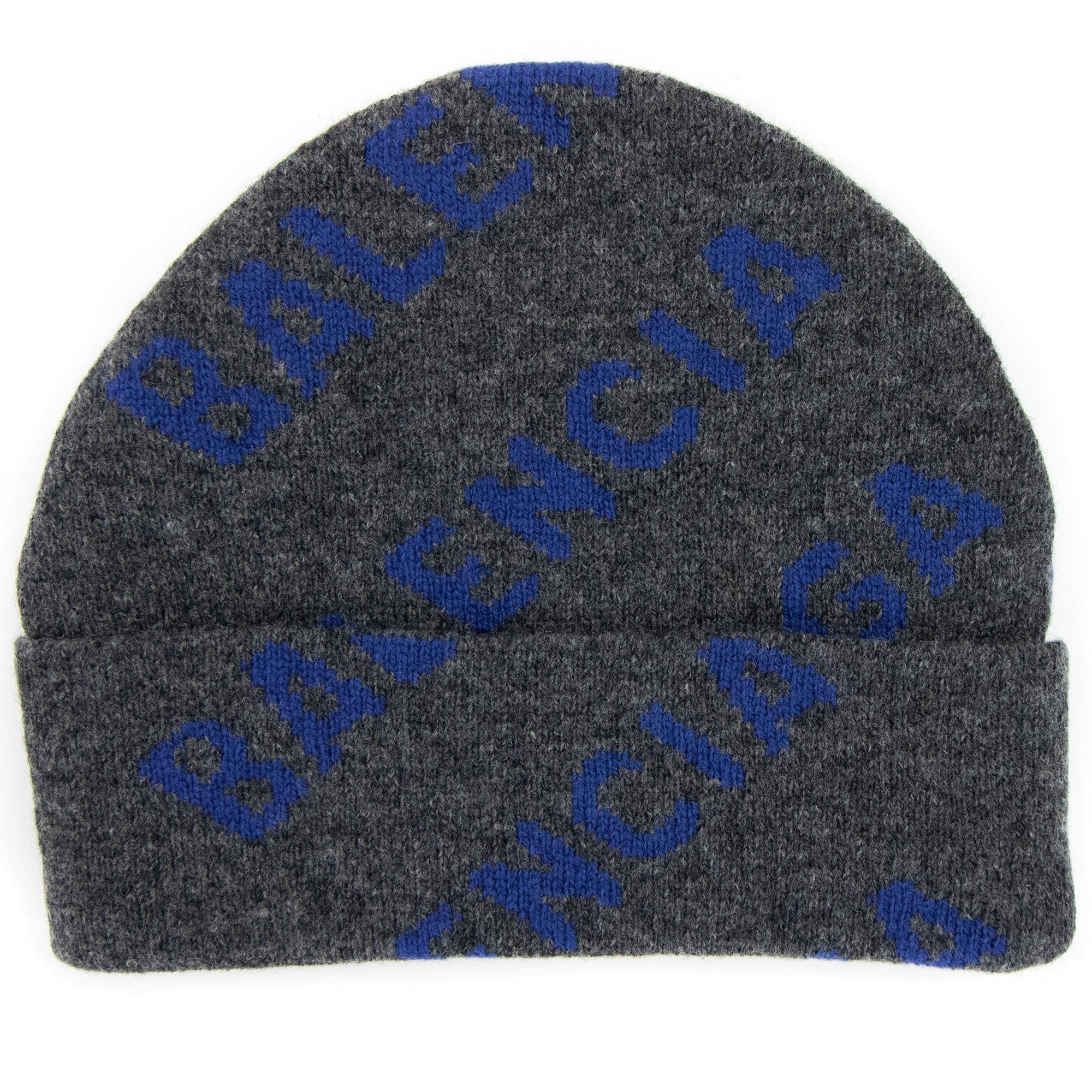 Balenciaga Logo All Over Beanie Dark Grey
