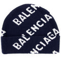 Balenciaga Logo All Over Beanie Navy