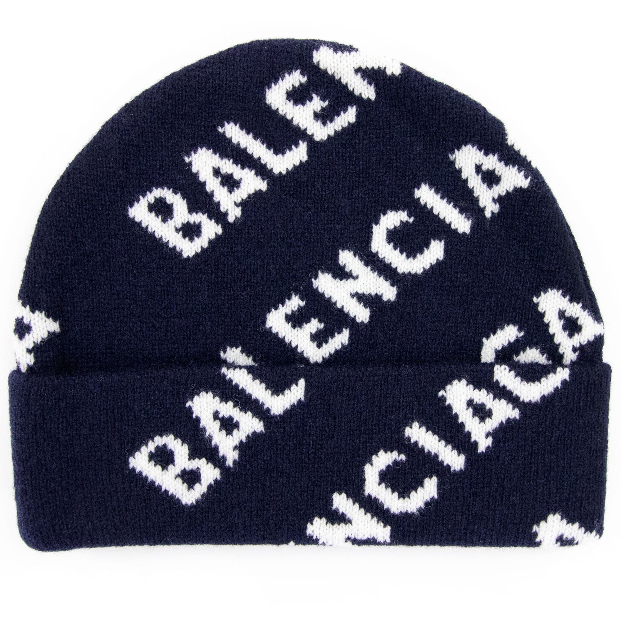 Balenciaga Logo All Over Beanie Navy