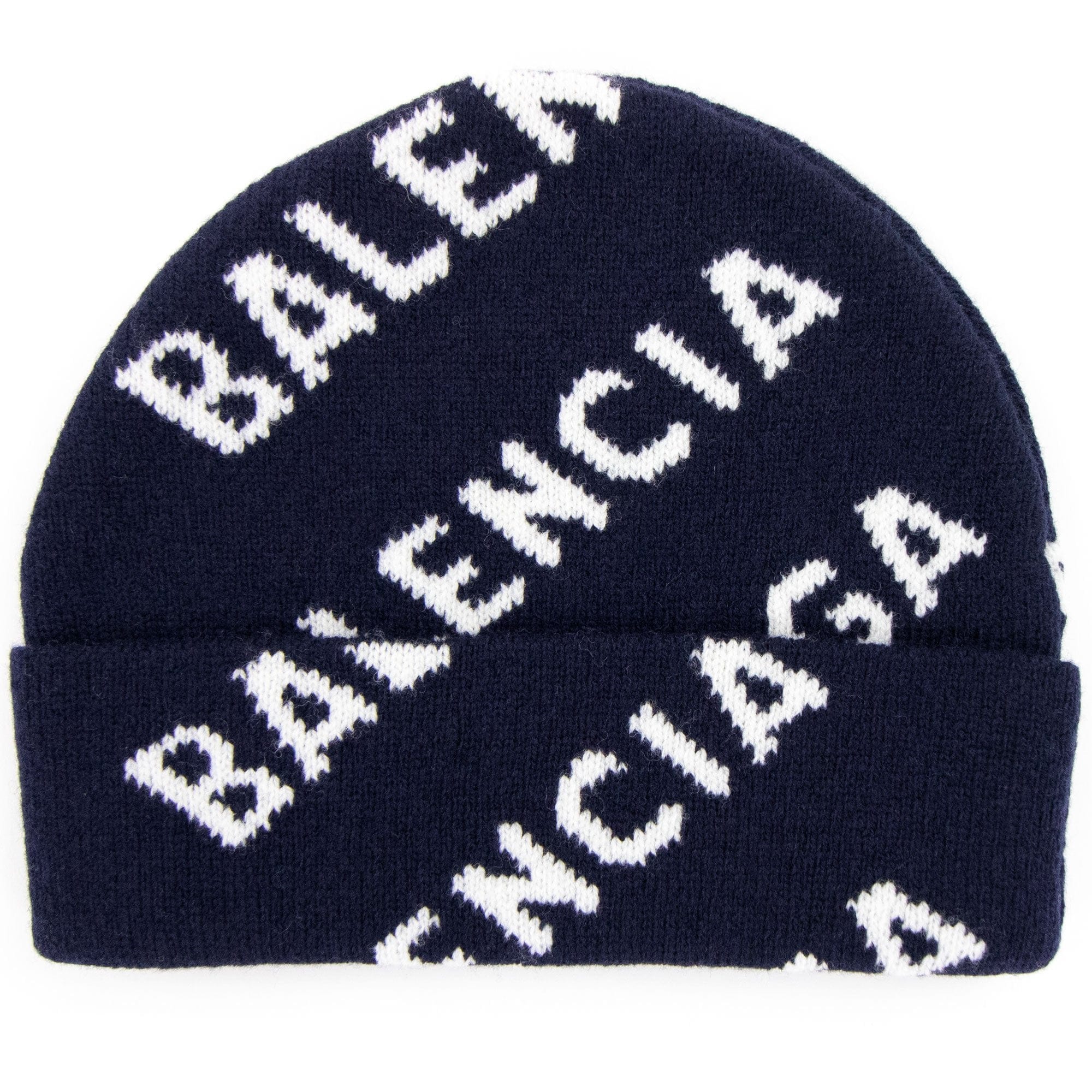 Balenciaga Logo All Over Beanie Navy