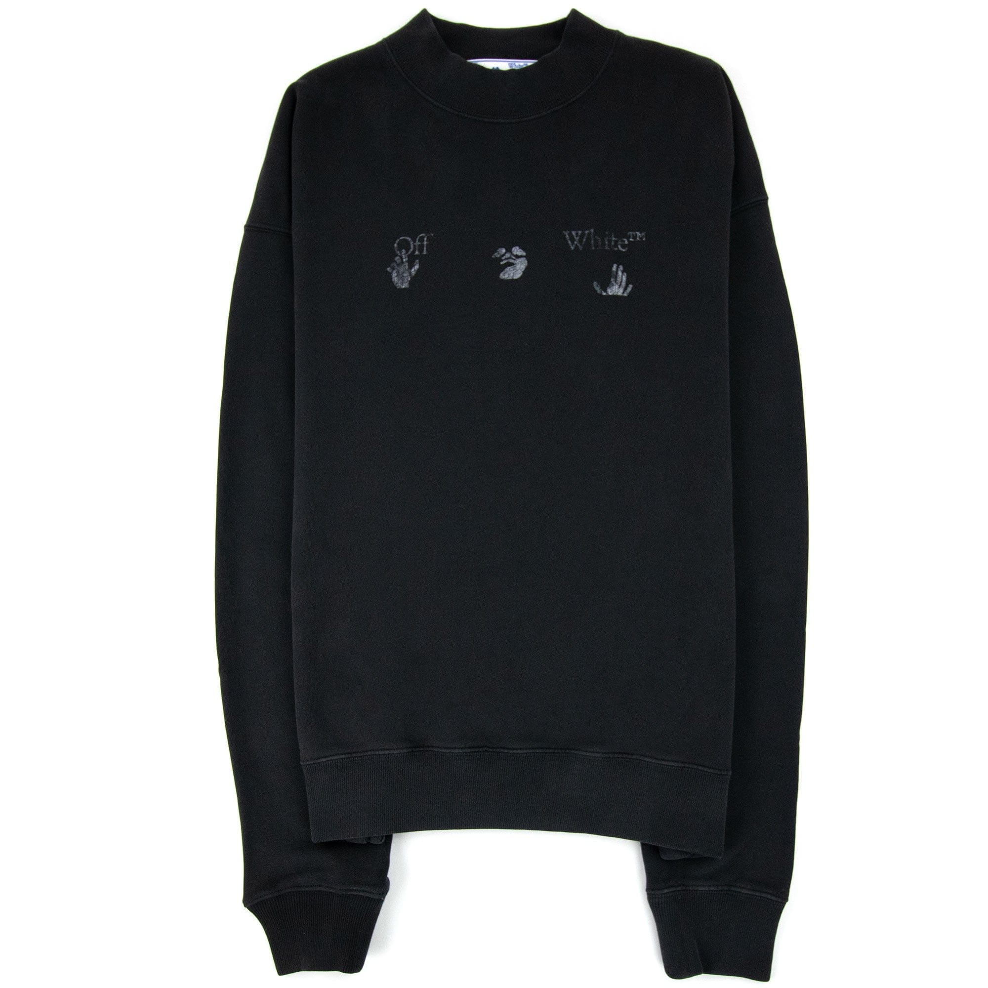 Off White Big Ow Skate Logo Crewneck Sweatshirt Black/white