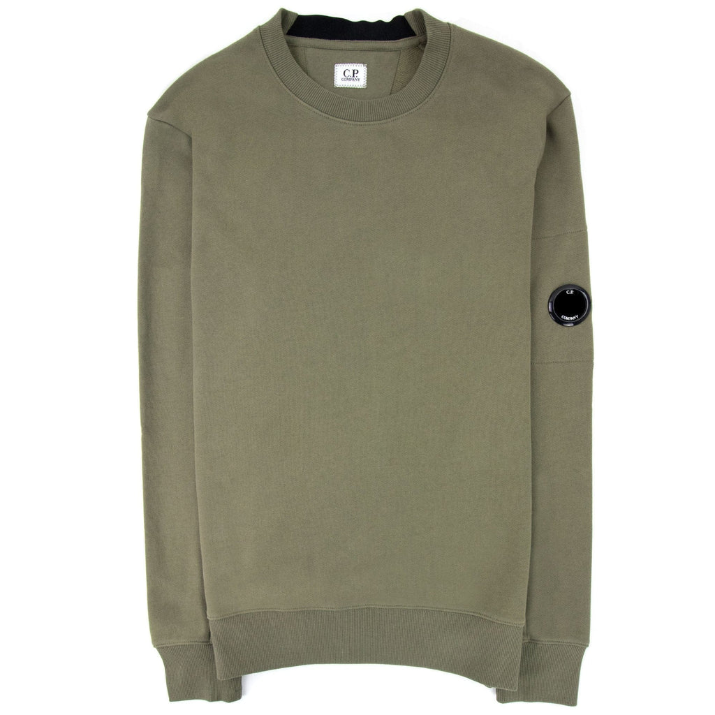 CP Company Diagonal Raised Fleece Lens Crew Sweatshirt Stone Gray 665