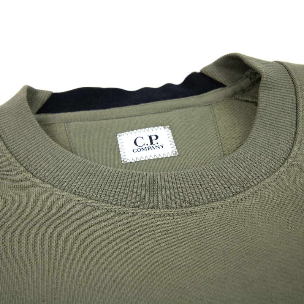 CP Company Diagonal Raised Fleece Lens Crew Sweatshirt Stone Gray 665