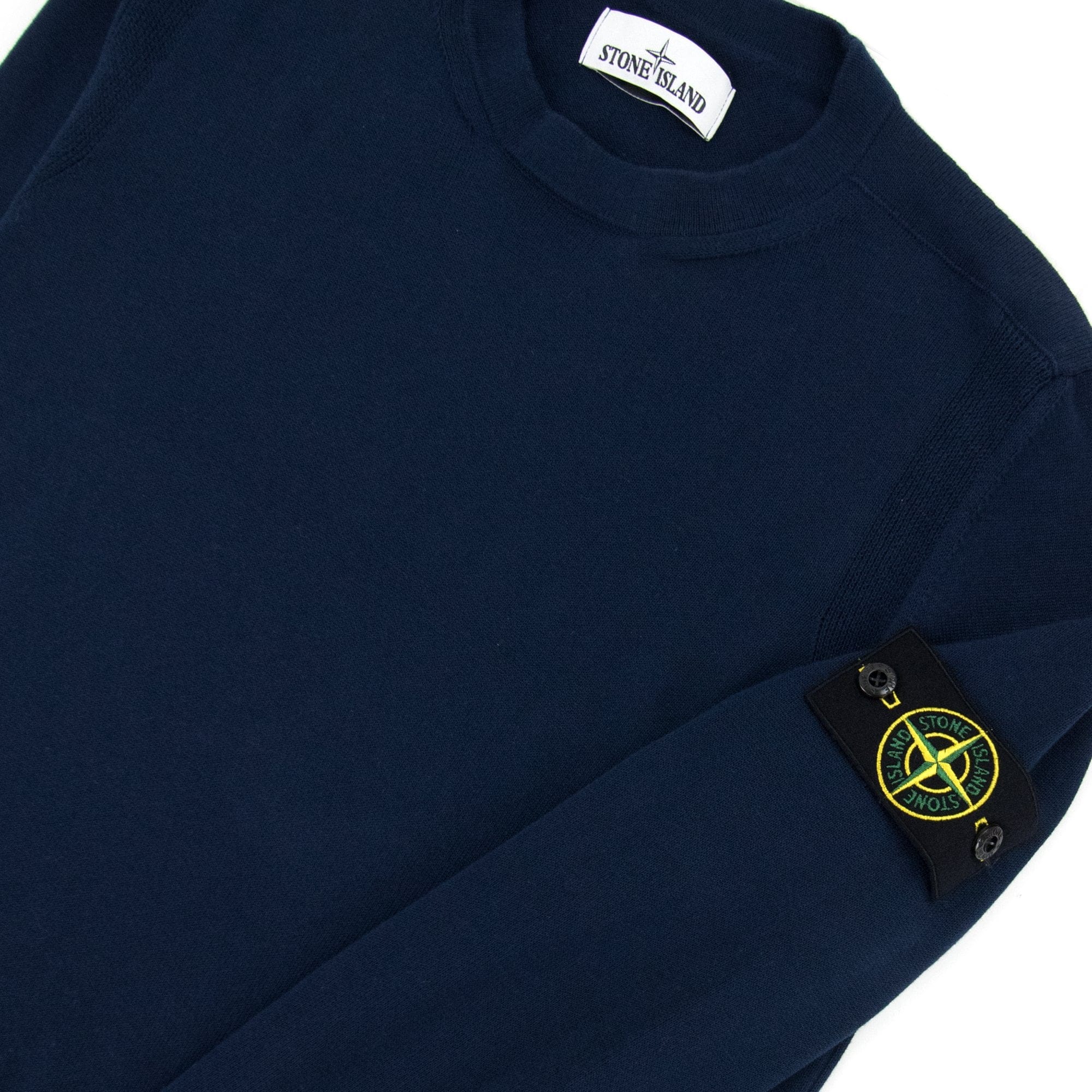 Stone Island 504b2 Garment Dyed Cotton Sweater Navy Blue V0028