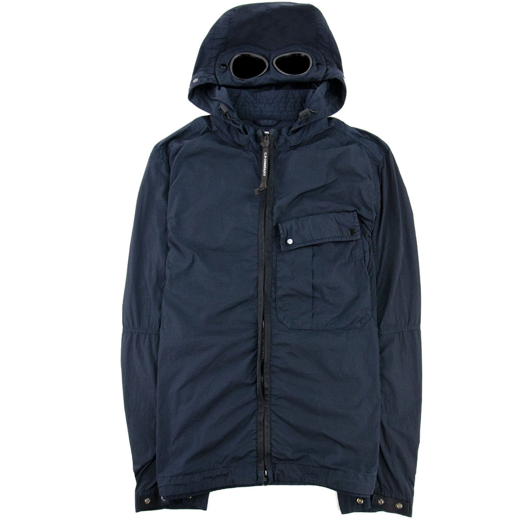 Cp Company Chrome-r Mixed Garment Dyed Goggle Overshirt Navy 888