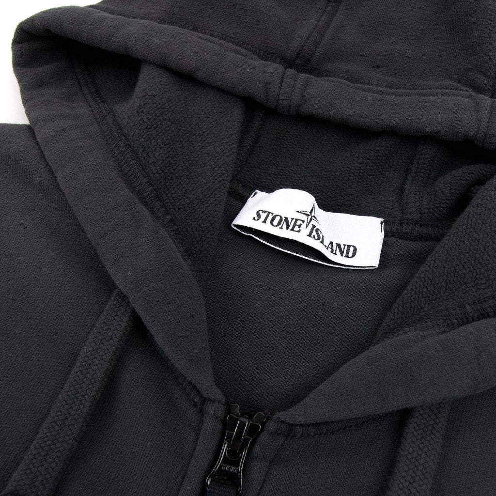 Stone Island Open Zip Up Hooded Sweatshirt Charcoal V0065