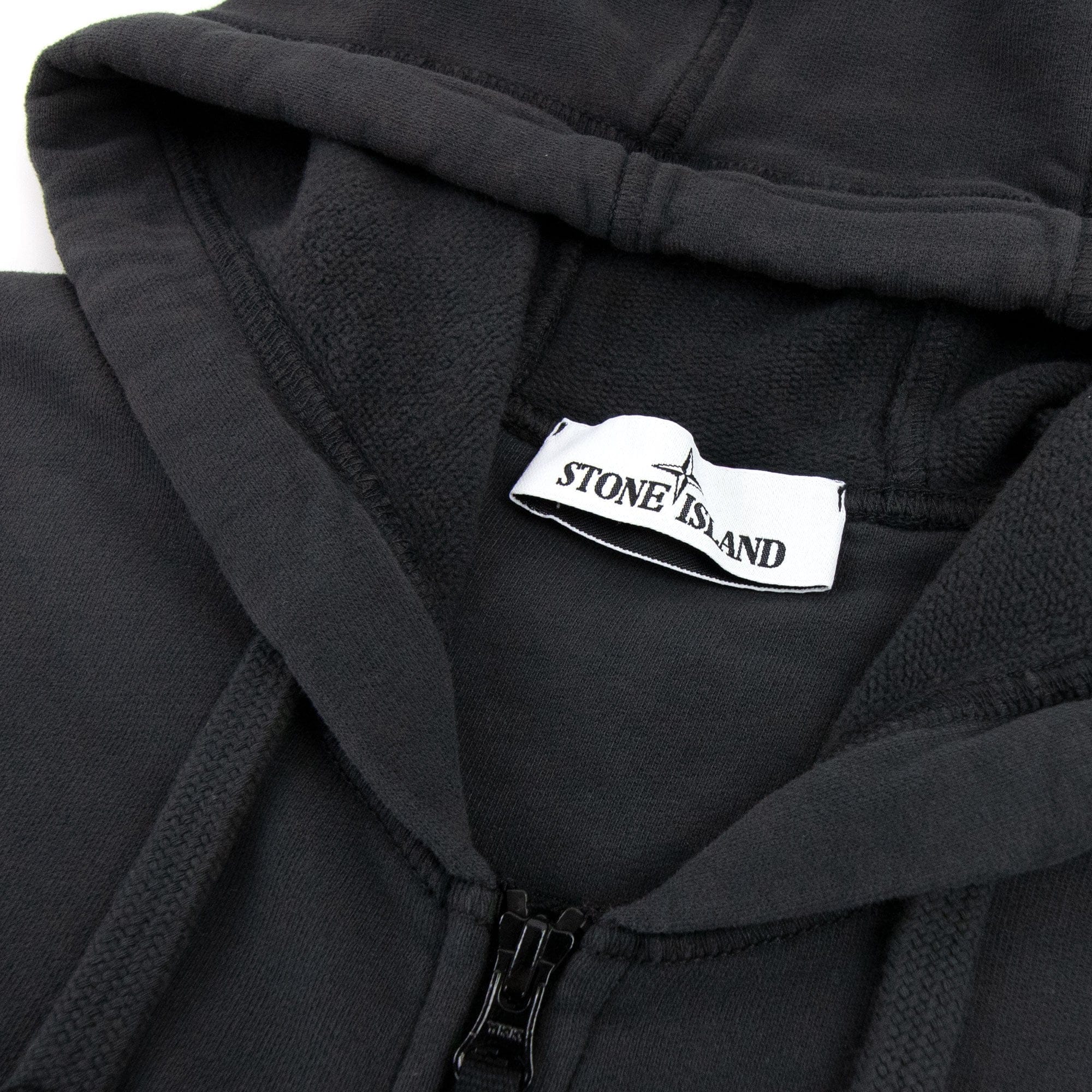Stone Island Open Zip Up Hooded Sweatshirt Charcoal V0065