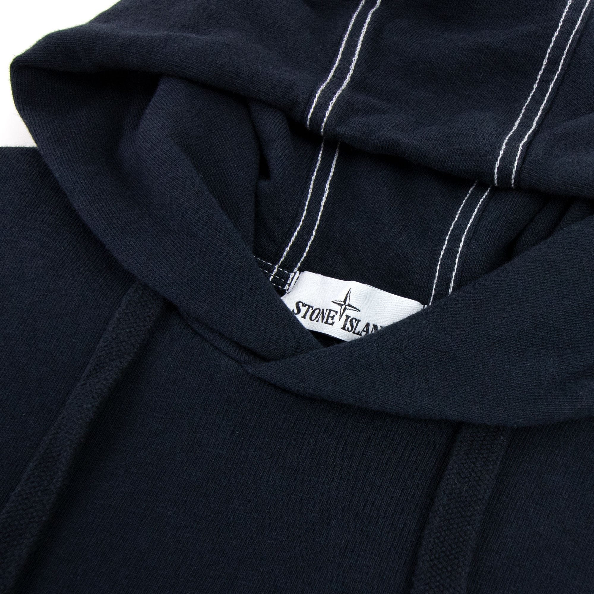 Stone Island Logo Hooded Sweatshirt Navy V0020