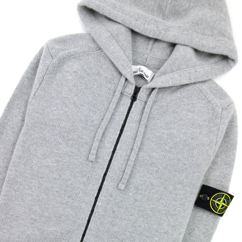 Stone Island 546a3 Knitted Patch Hoody Light Grey V0064