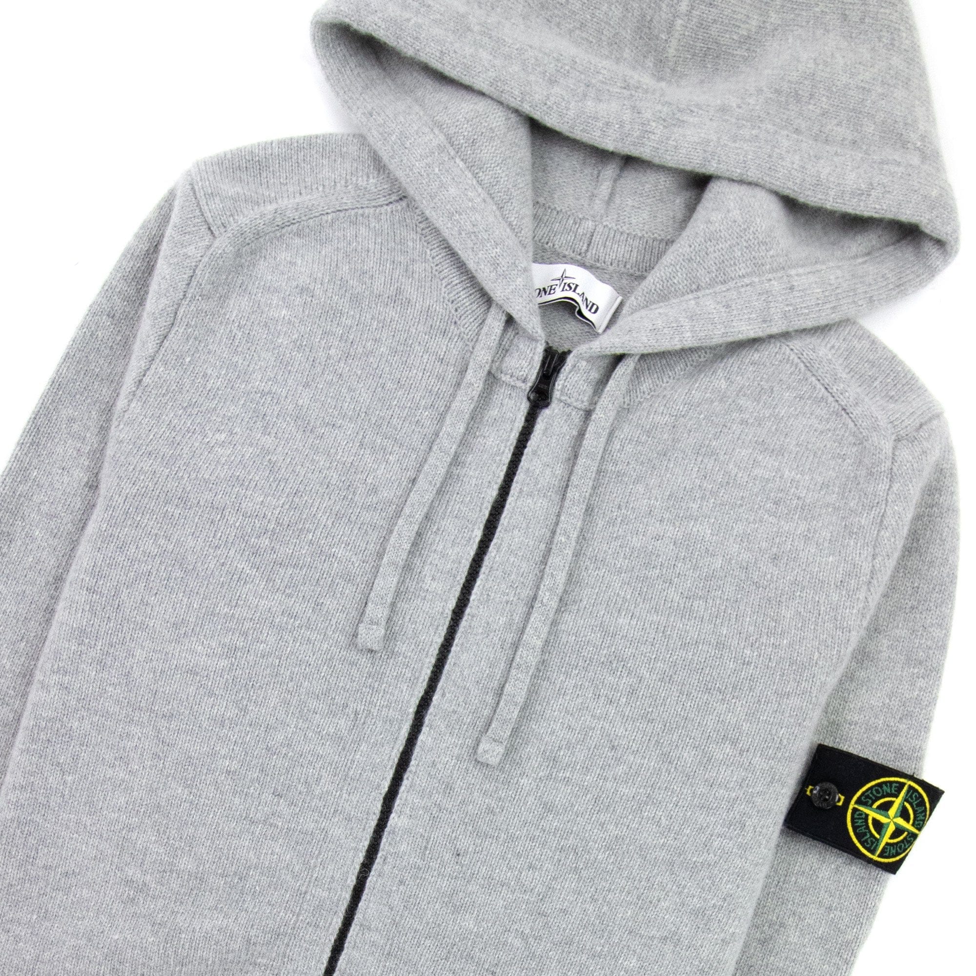 Stone Island 546a3 Knitted Patch Hoody Light Grey V0064