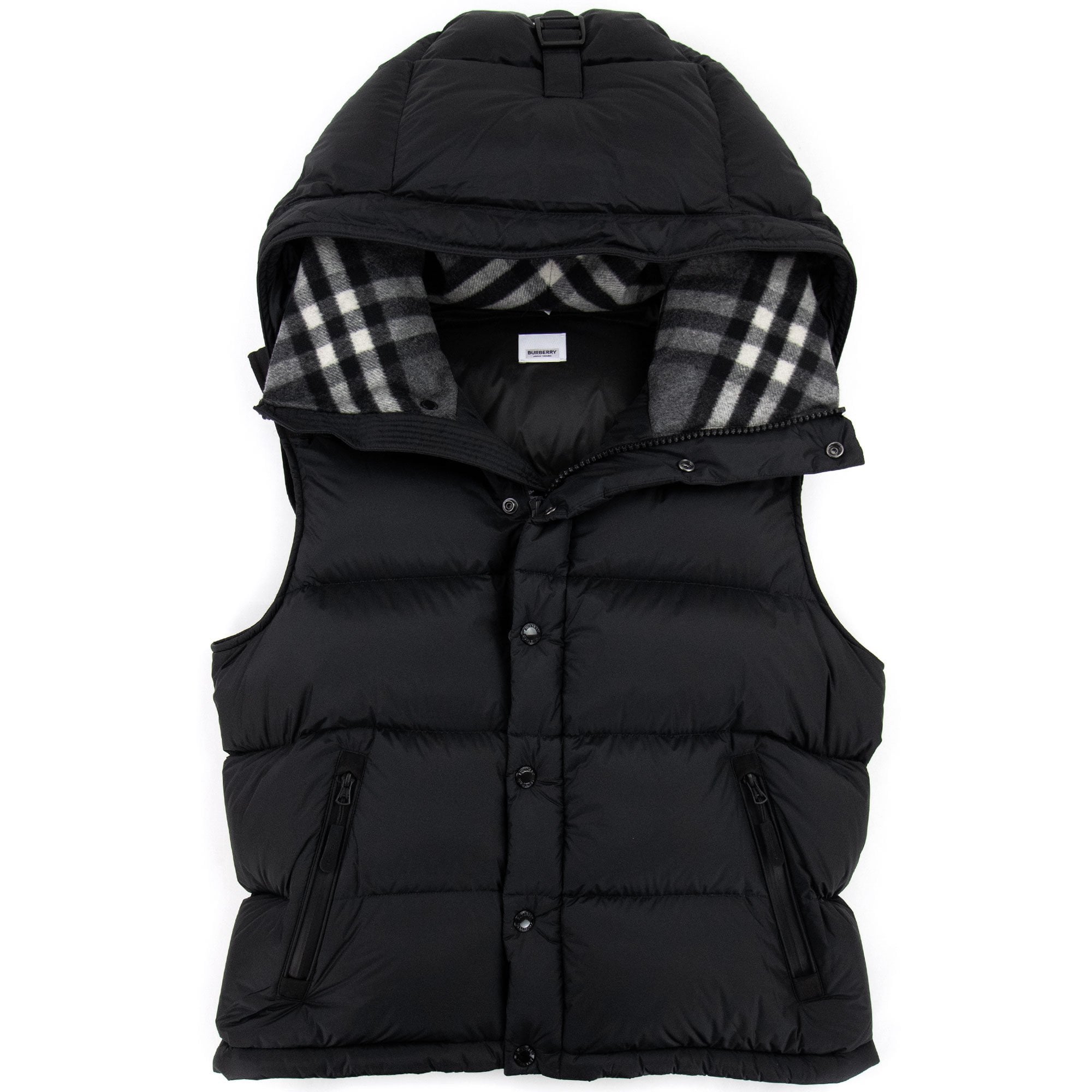 Burberry Detachable Sleeve Hooded Puffer Jacket Black