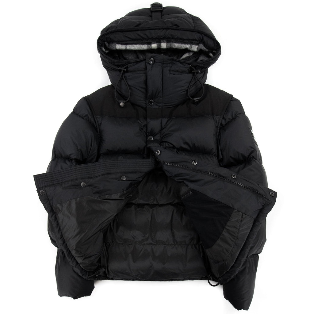 Burberry Detachable Sleeve Hooded Puffer Jacket Black