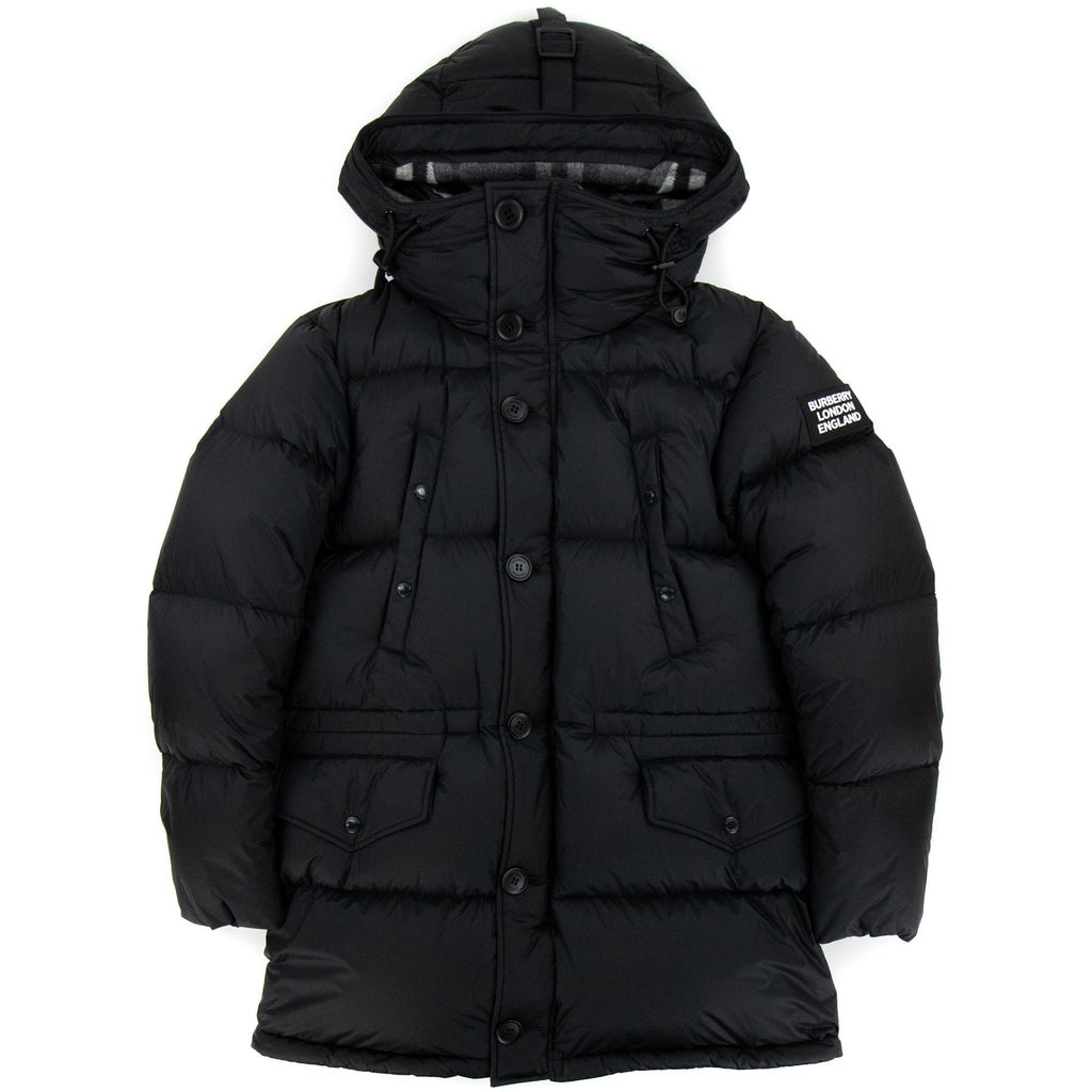 Burberry Logo Detail Hooded Puffer Coat Black
