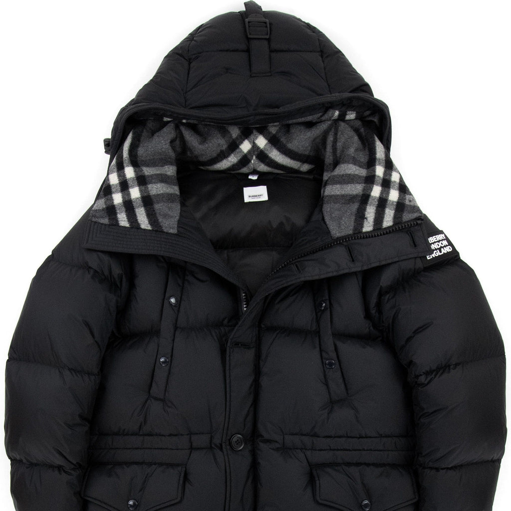Burberry Logo Detail Hooded Puffer Coat Black