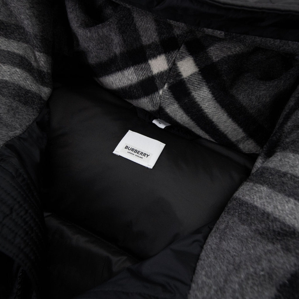 Burberry Logo Detail Hooded Puffer Coat Black