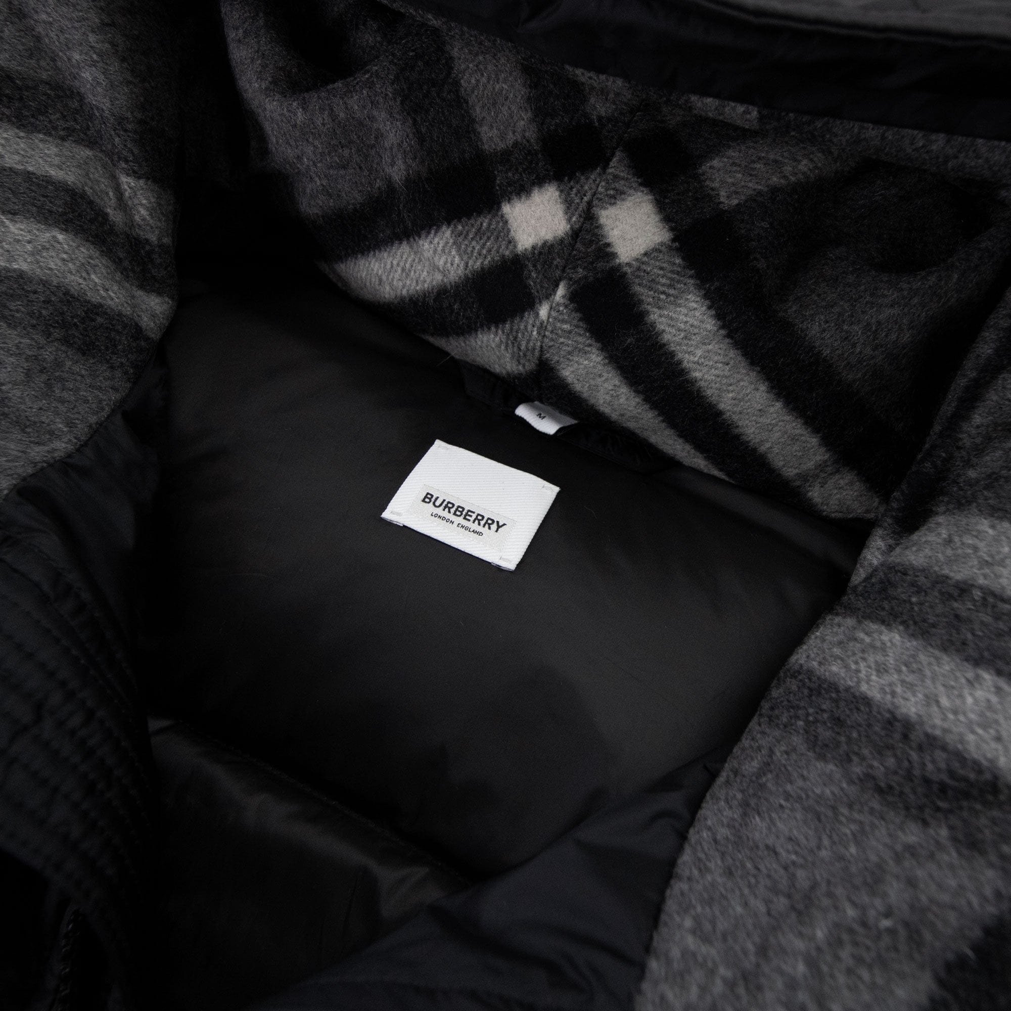 Burberry Logo Detail Hooded Puffer Coat Black