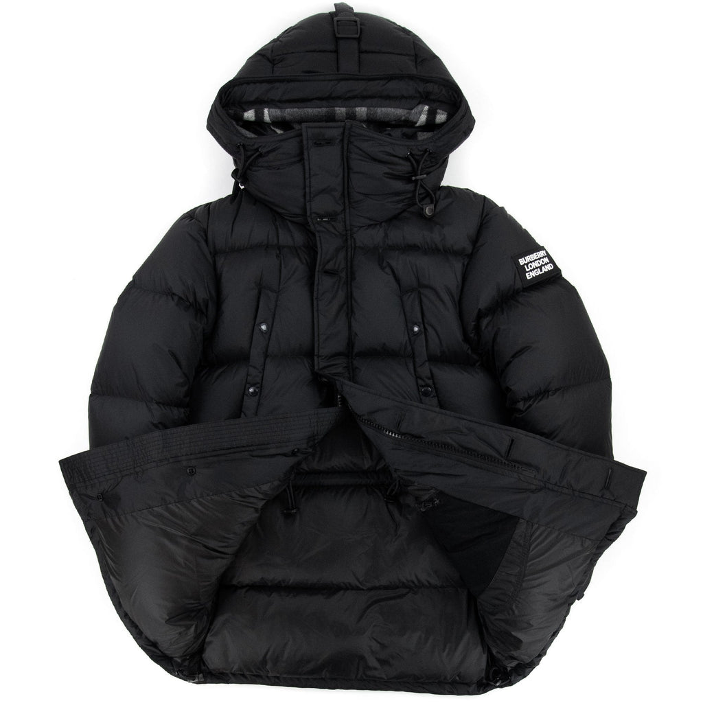 Burberry Logo Detail Hooded Puffer Coat Black