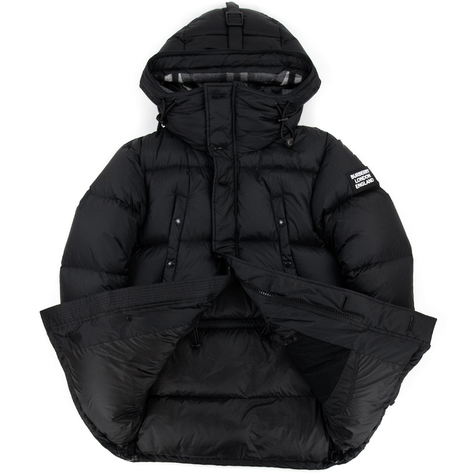 Burberry Logo Detail Hooded Puffer Coat Black
