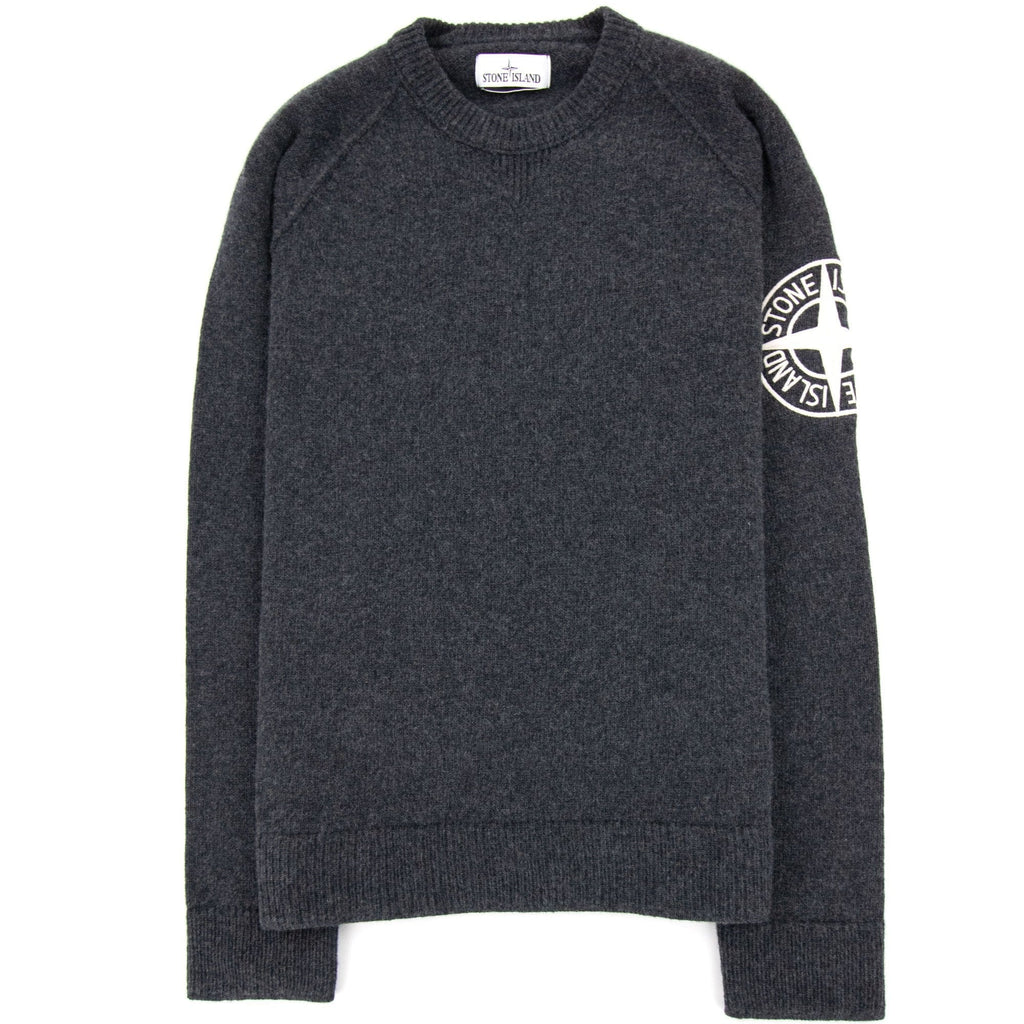 Stone Island Embroidered Logo Knitted Sweatshirt Dark Grey V0065