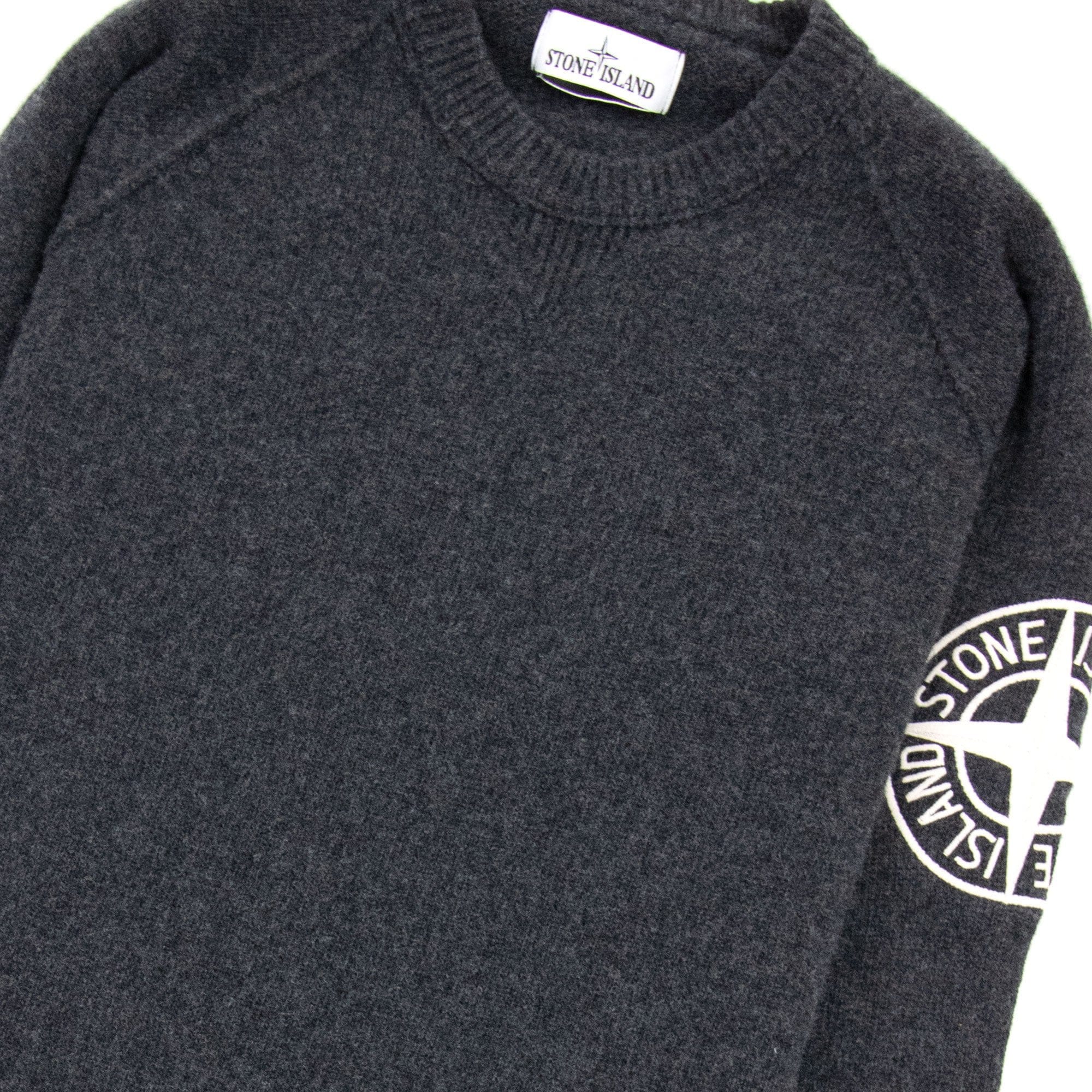 Stone Island Embroidered Logo Knitted Sweatshirt Dark Grey V0065